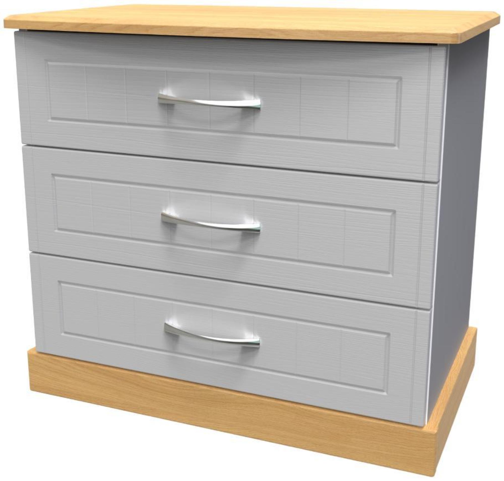 Product photograph of Whitney Oak Effect And Grey 3 Drawer Small Chest from Choice Furniture Superstore.