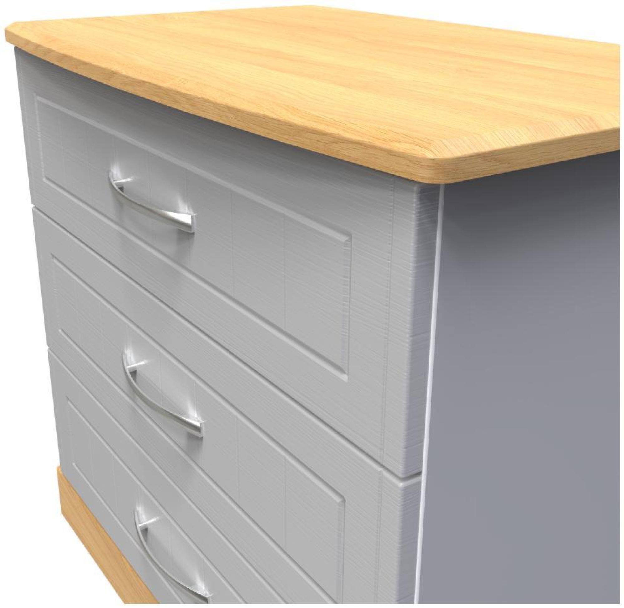 Product photograph of Whitney Oak Effect And Grey 3 Drawer Small Chest from Choice Furniture Superstore.