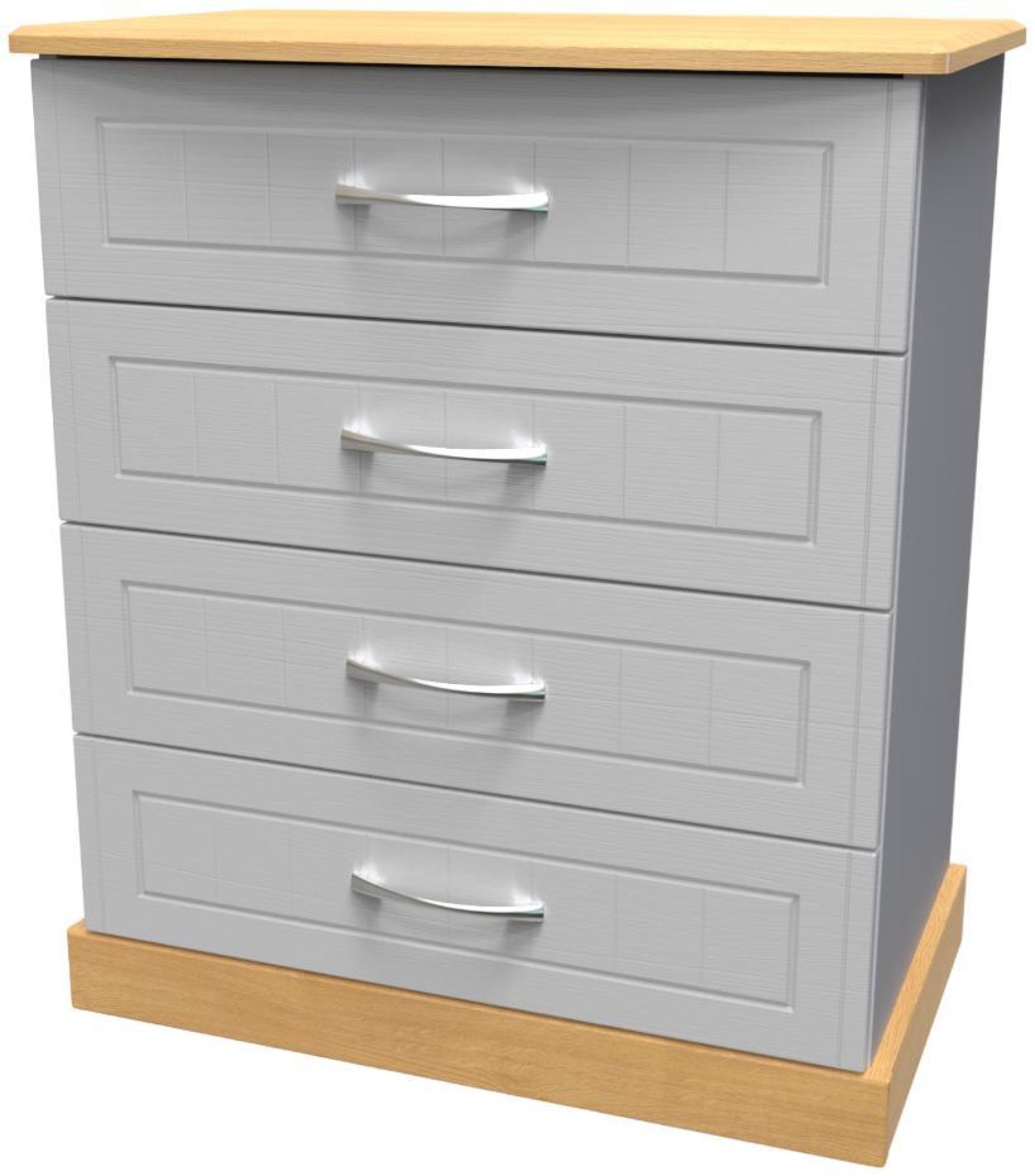 Product photograph of Whitney Oak Effect And Grey 4 Drawer Chest from Choice Furniture Superstore.