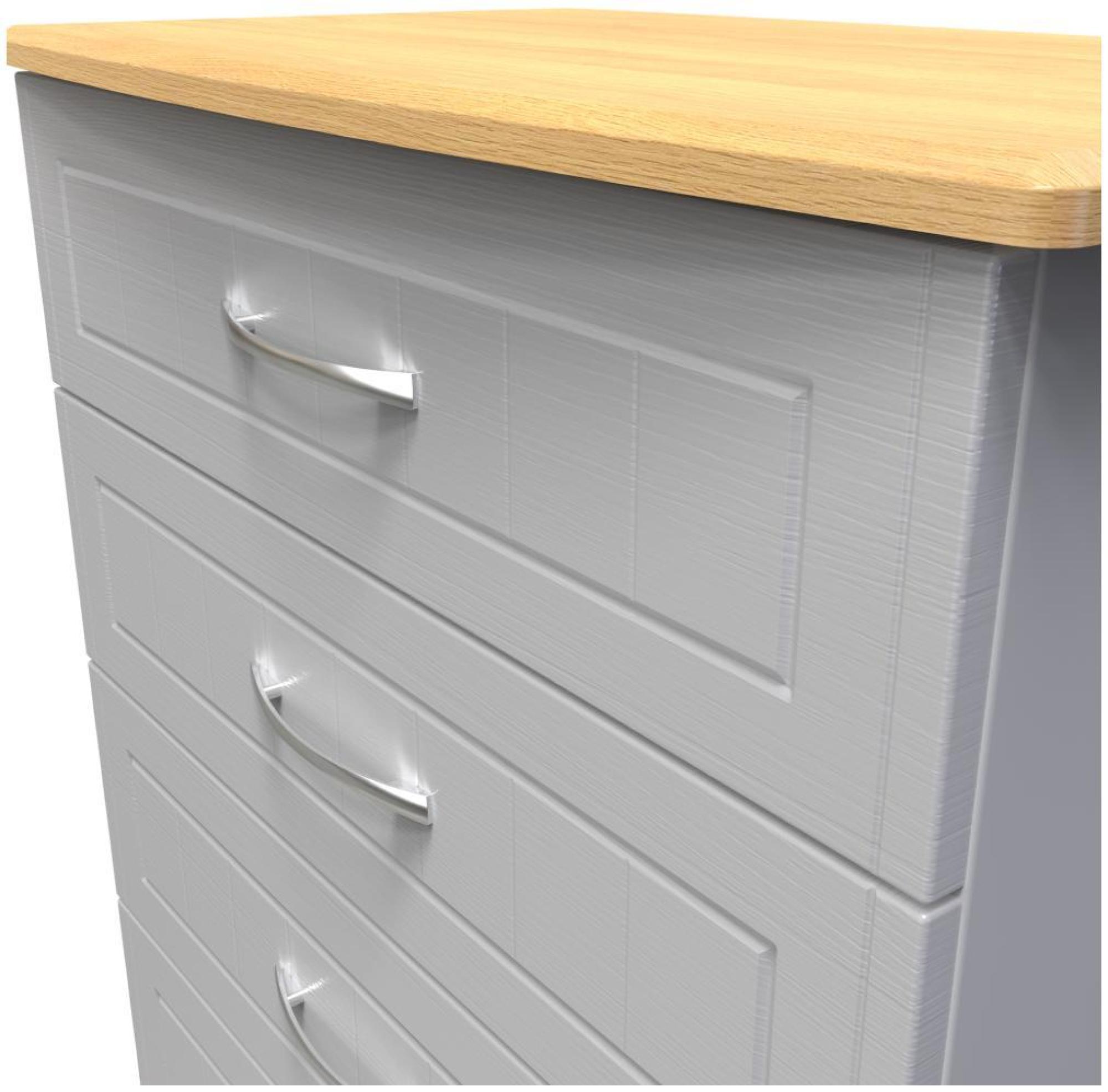 Product photograph of Whitney Oak Effect And Grey 4 Drawer Chest from Choice Furniture Superstore.