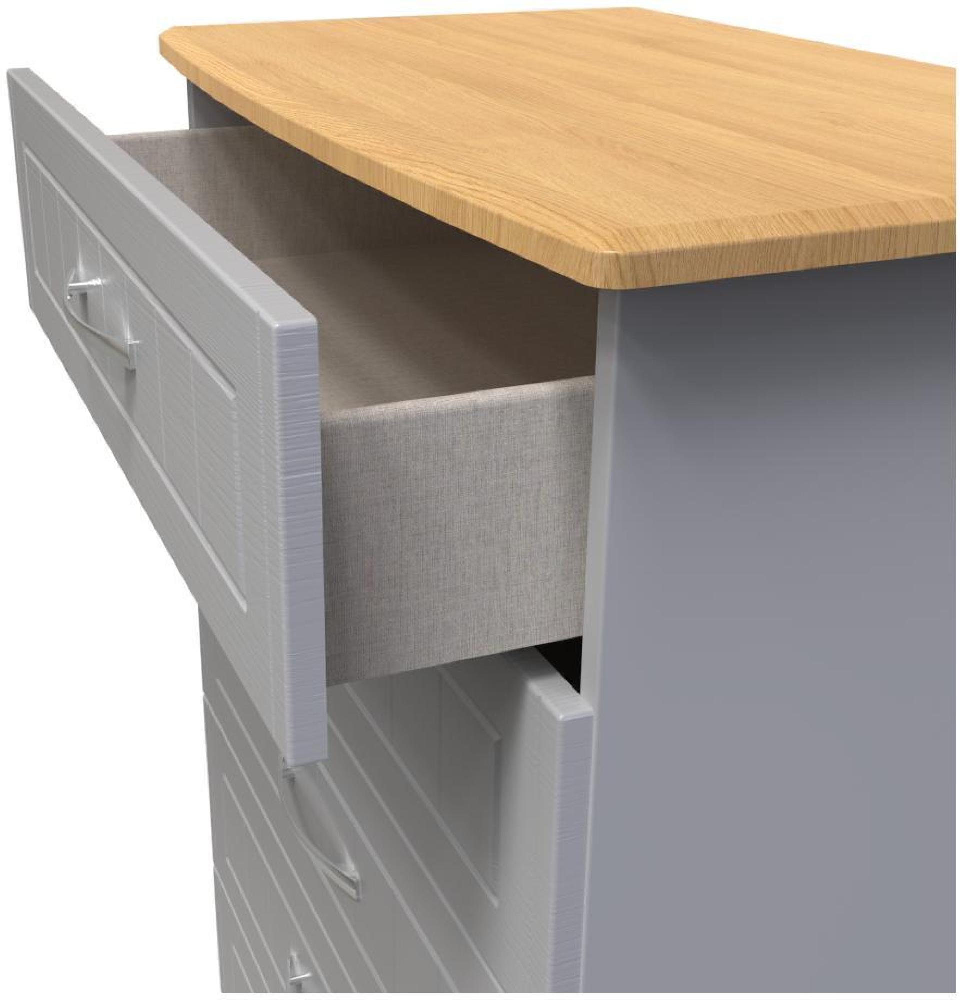 Product photograph of Whitney Oak Effect And Grey 5 Drawer Chest from Choice Furniture Superstore.