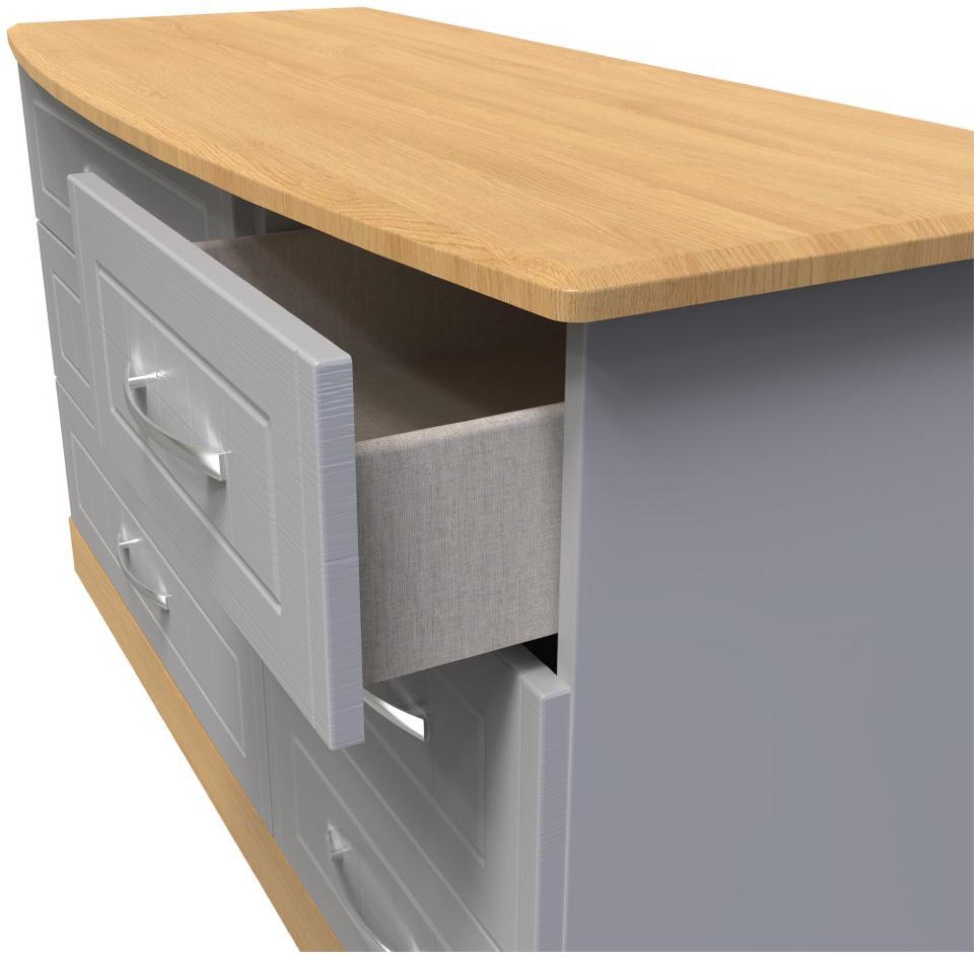 Product photograph of Whitney Oak Effect And Grey 6 Drawer Midi Dresser from Choice Furniture Superstore.