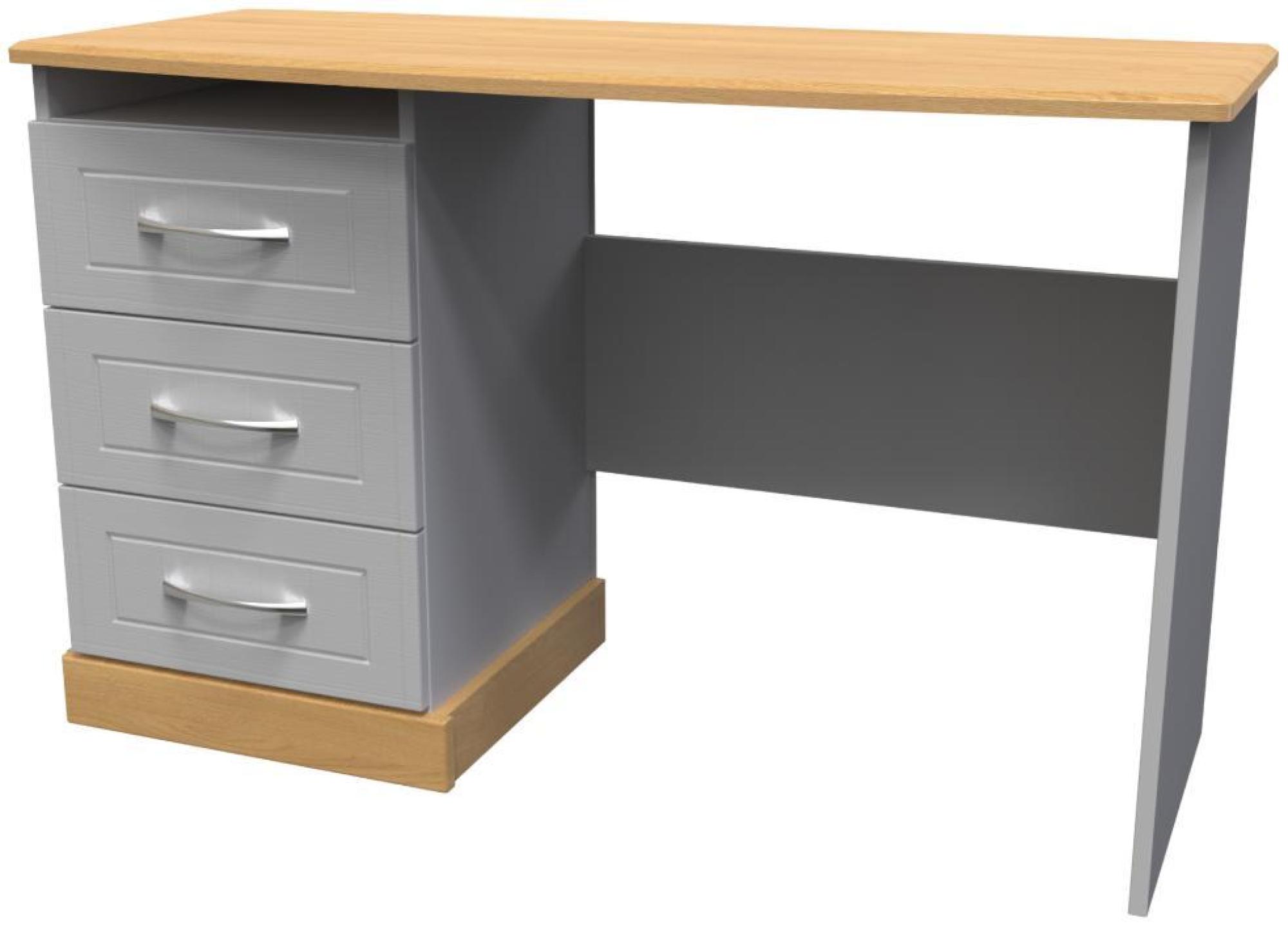 Product photograph of Whitney Oak Effect And Grey 3 Drawer Desk from Choice Furniture Superstore.