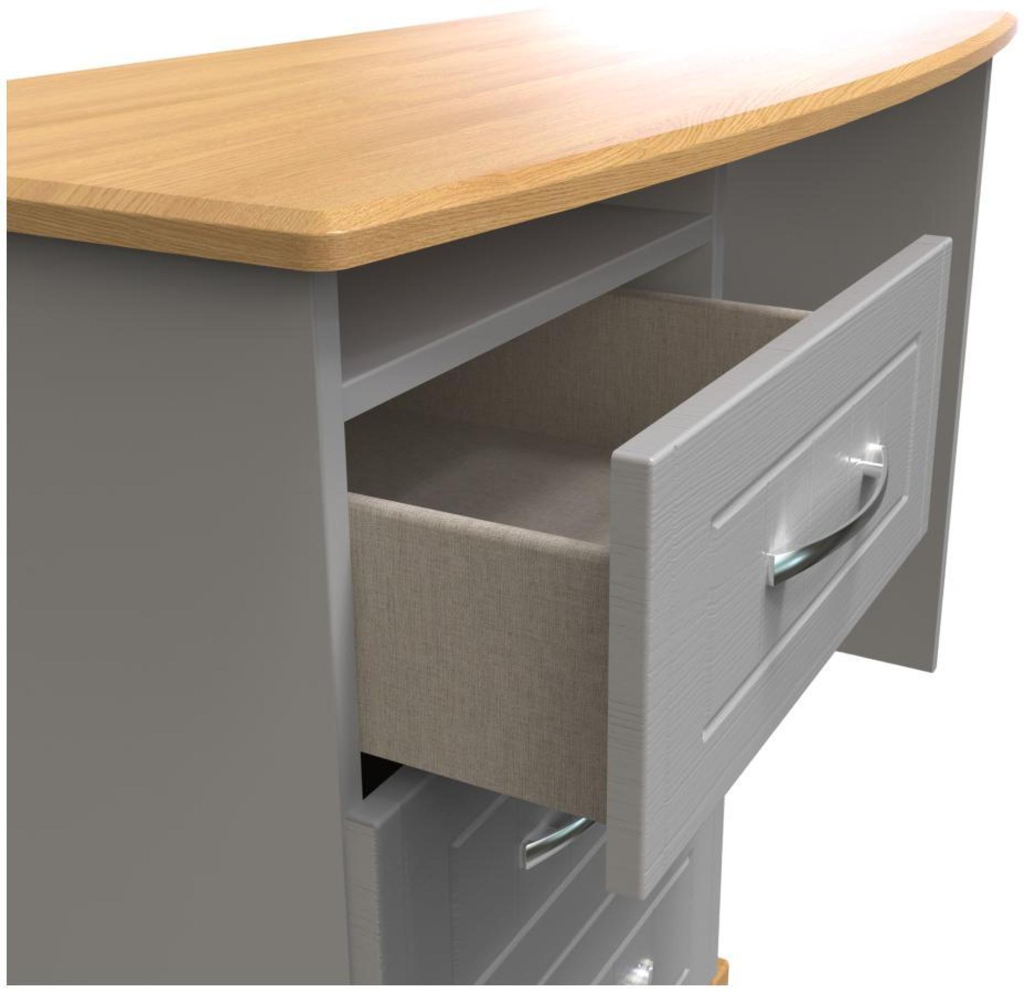 Product photograph of Whitney Oak Effect And Grey 3 Drawer Desk from Choice Furniture Superstore.
