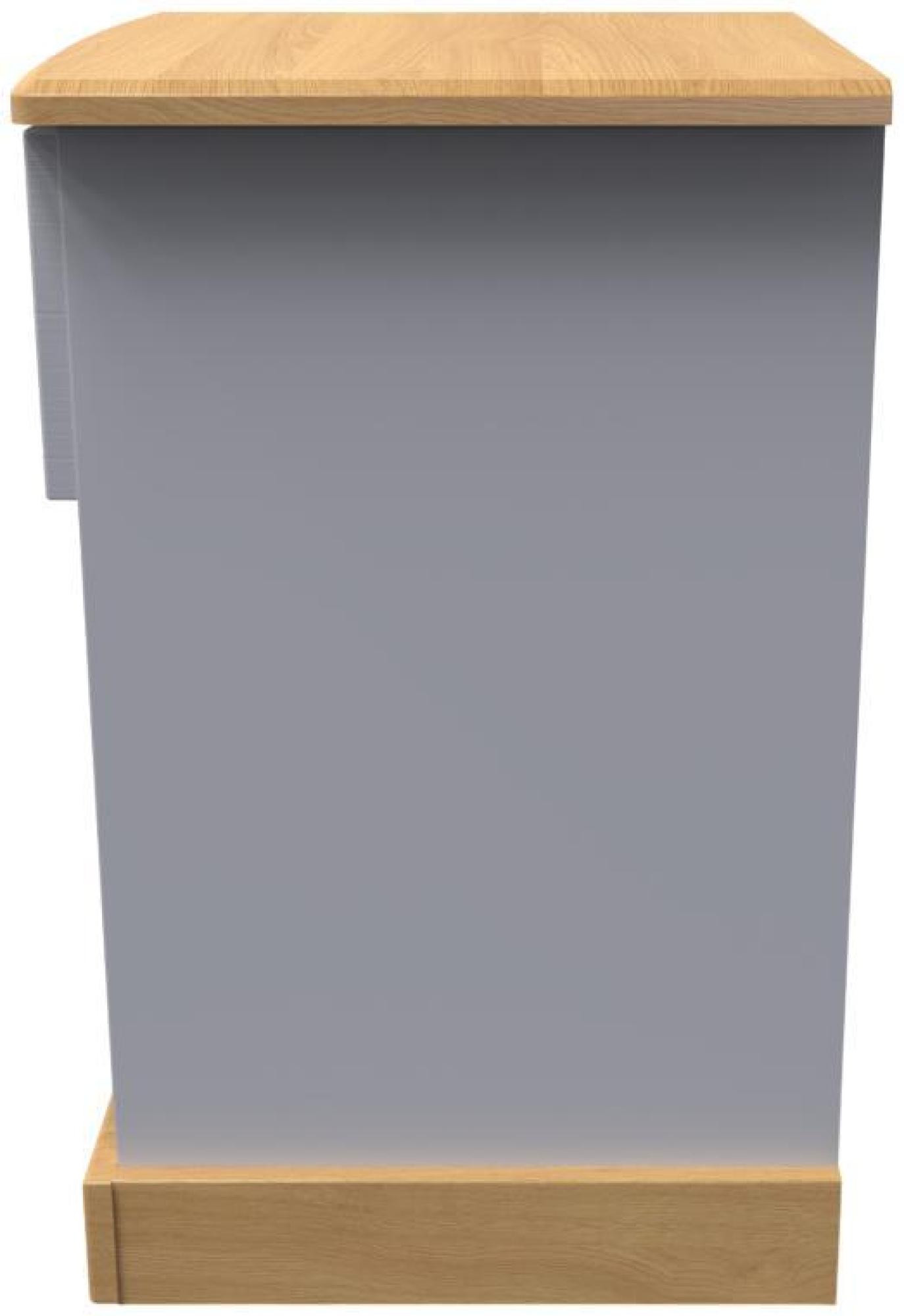 Product photograph of Whitney Oak Effect And Grey 1 Drawer Bedside Table With Lock from Choice Furniture Superstore.