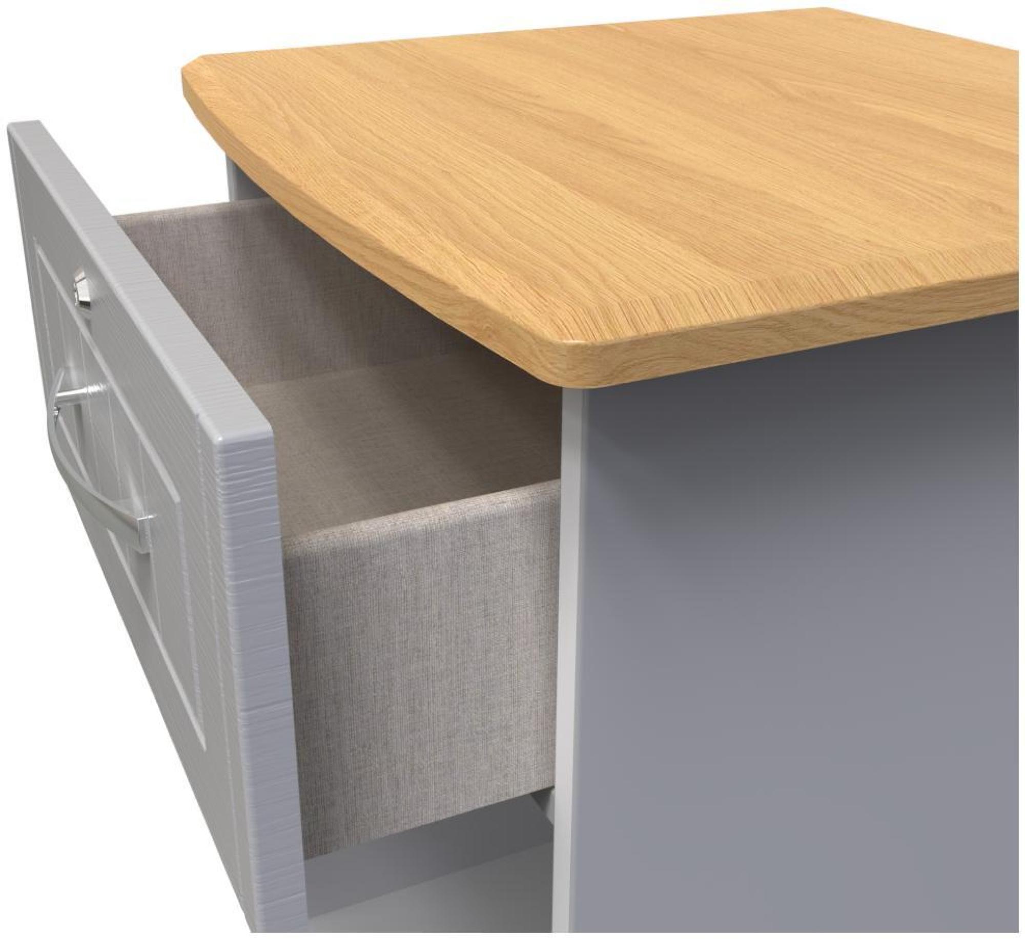 Product photograph of Whitney Oak Effect And Grey 1 Drawer Bedside Table With Lock from Choice Furniture Superstore.