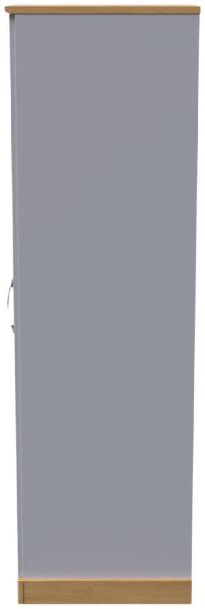 Product photograph of Whitney Oak Effect And Grey 1 Door Single Wardrobe from Choice Furniture Superstore.