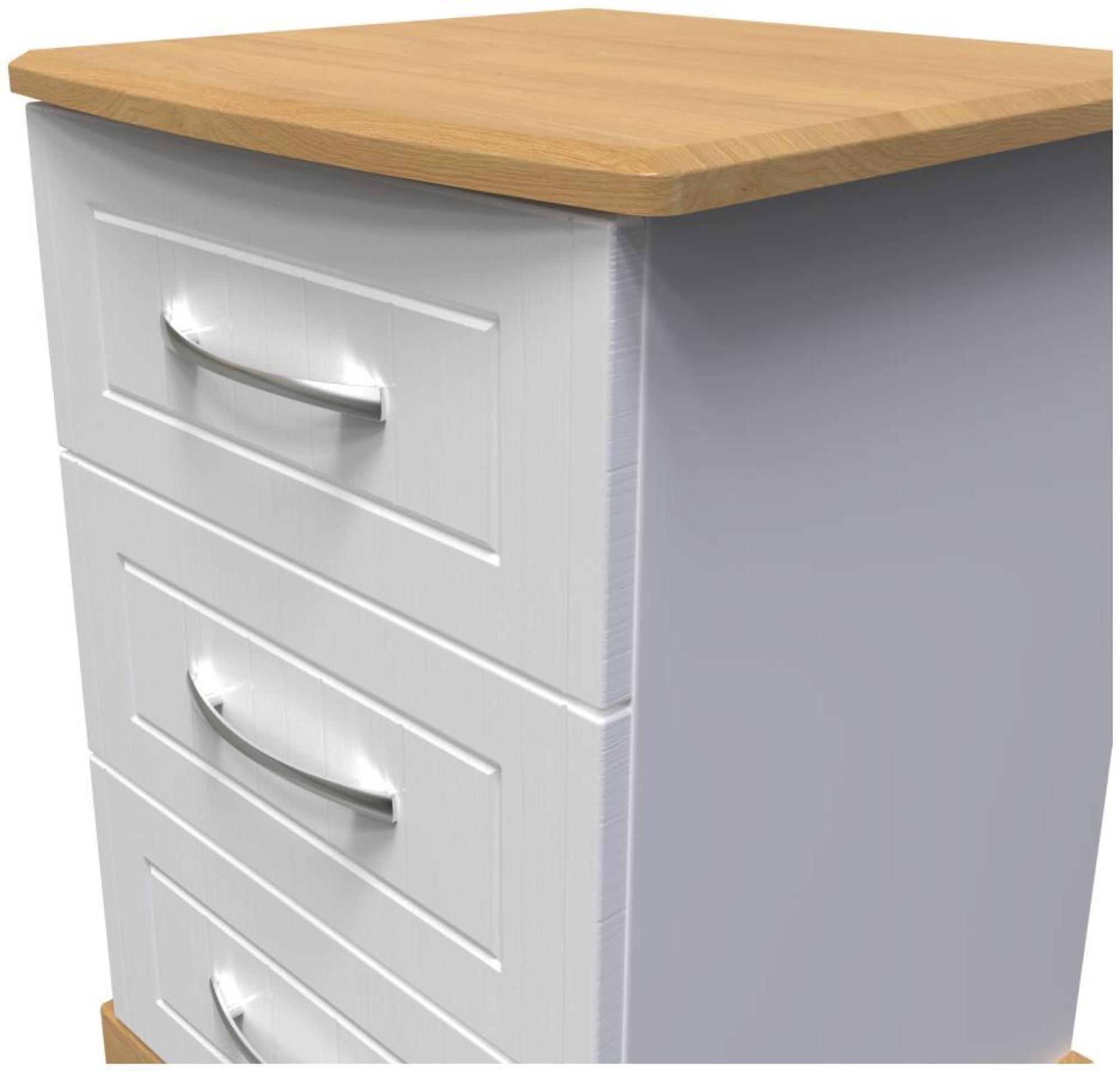 Product photograph of Whitney Oak Effect And White 3 Drawer Beside Cabinet from Choice Furniture Superstore.