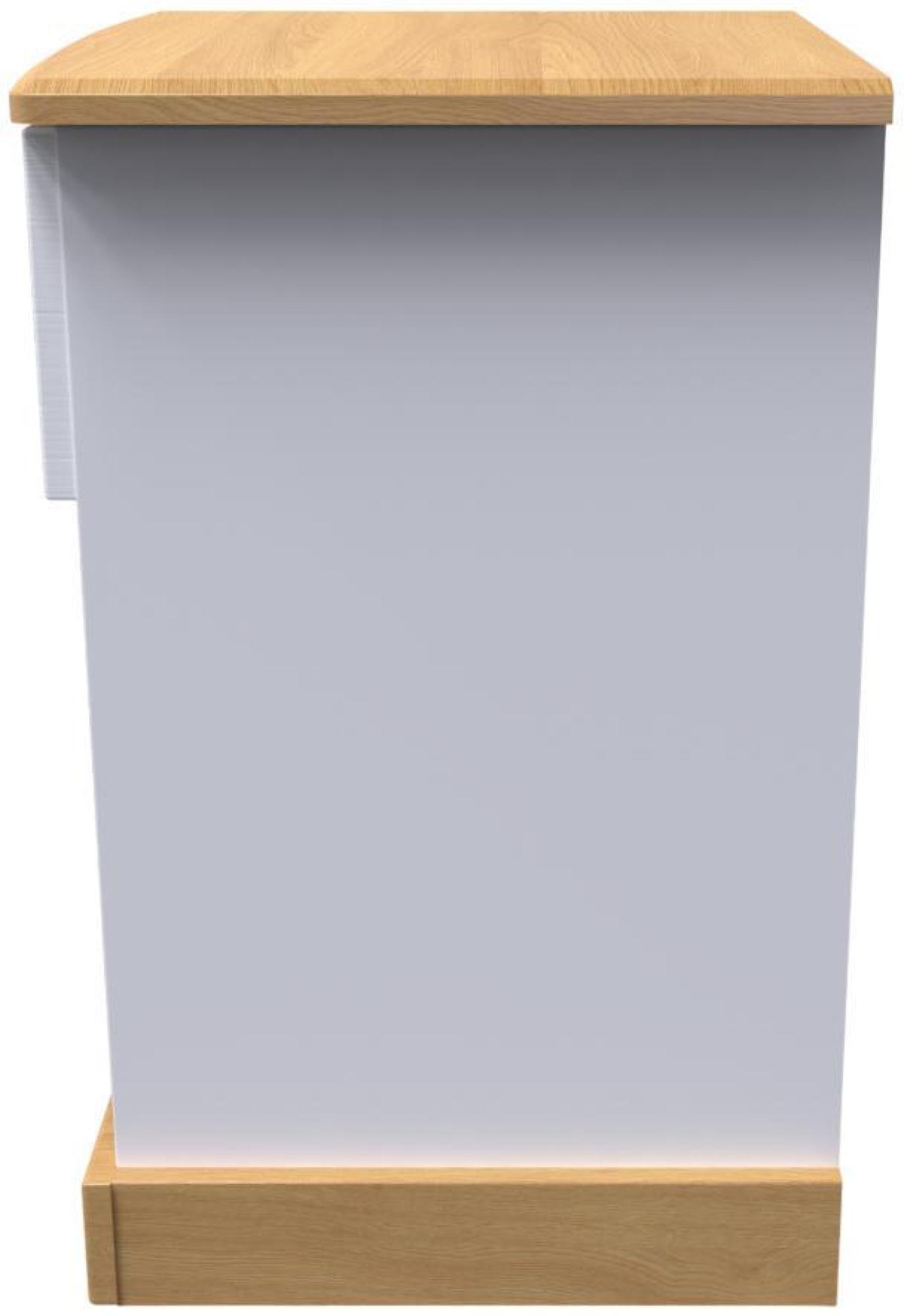 Product photograph of Whitney Oak Effect And White 1 Drawer Bedside Cabinet from Choice Furniture Superstore.