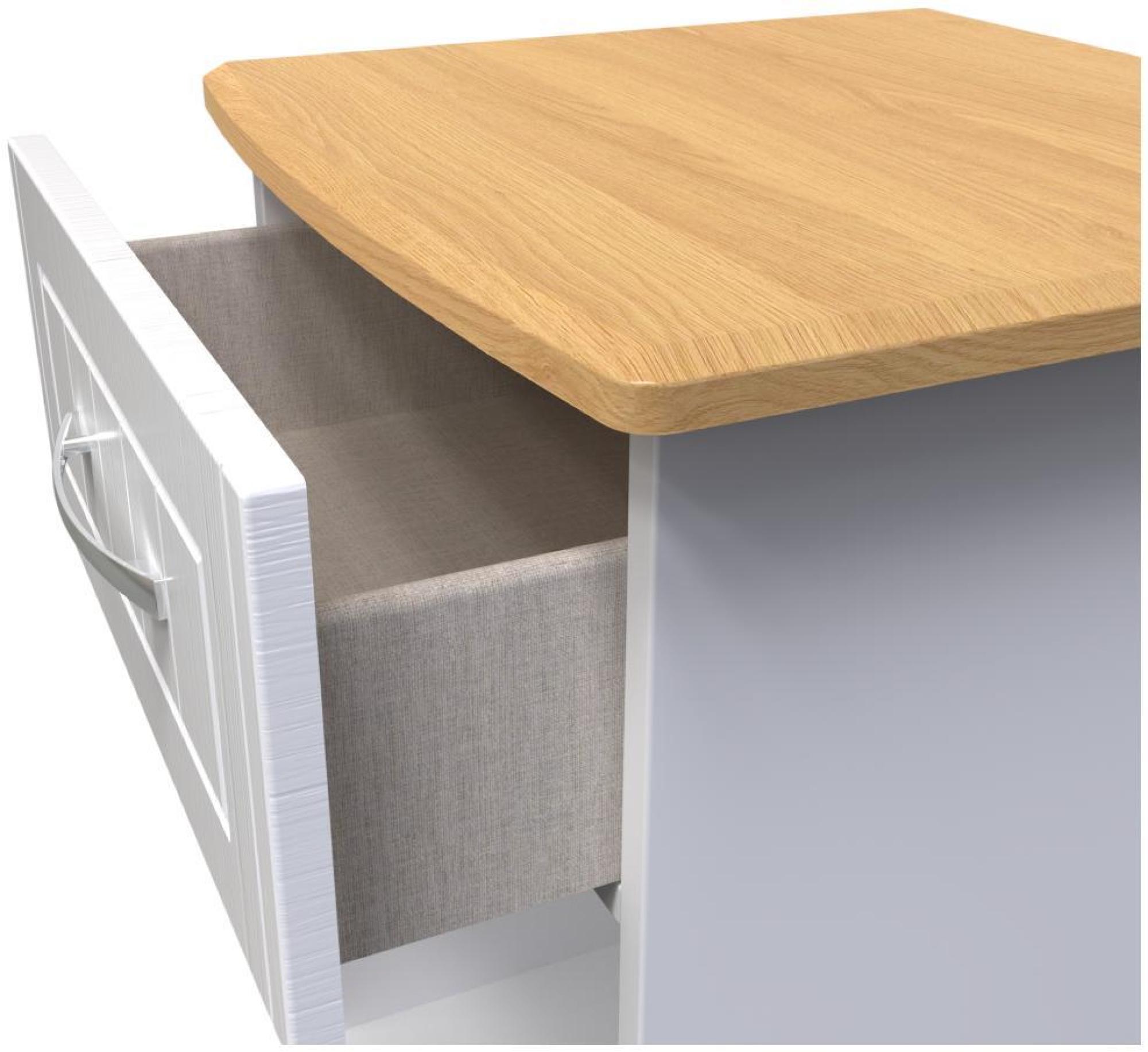Product photograph of Whitney Oak Effect And White 1 Drawer Bedside Cabinet from Choice Furniture Superstore.