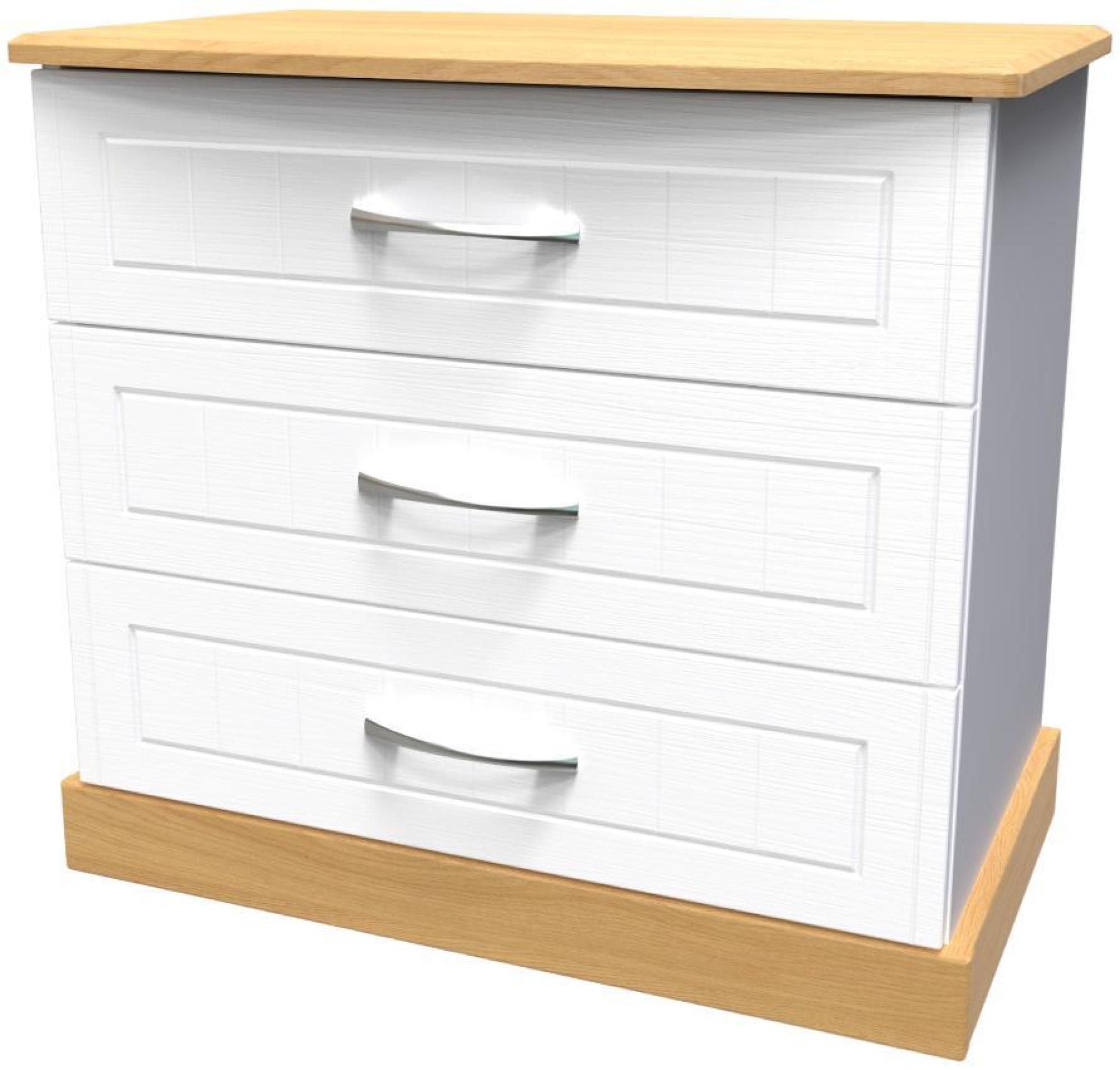 Product photograph of Whitney Oak Effect And White 3 Drawer Small Chest from Choice Furniture Superstore.