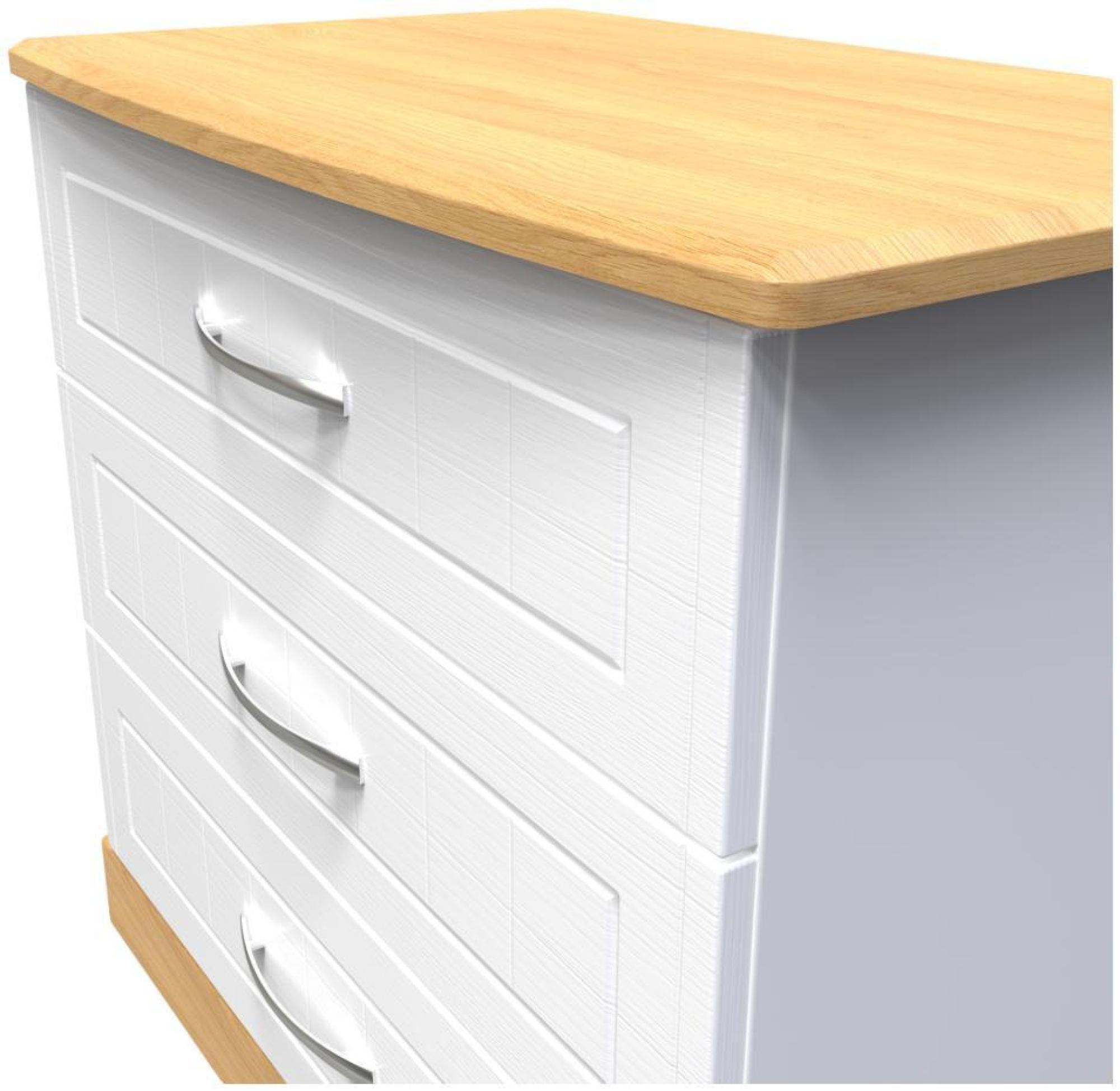 Product photograph of Whitney Oak Effect And White 3 Drawer Small Chest from Choice Furniture Superstore.