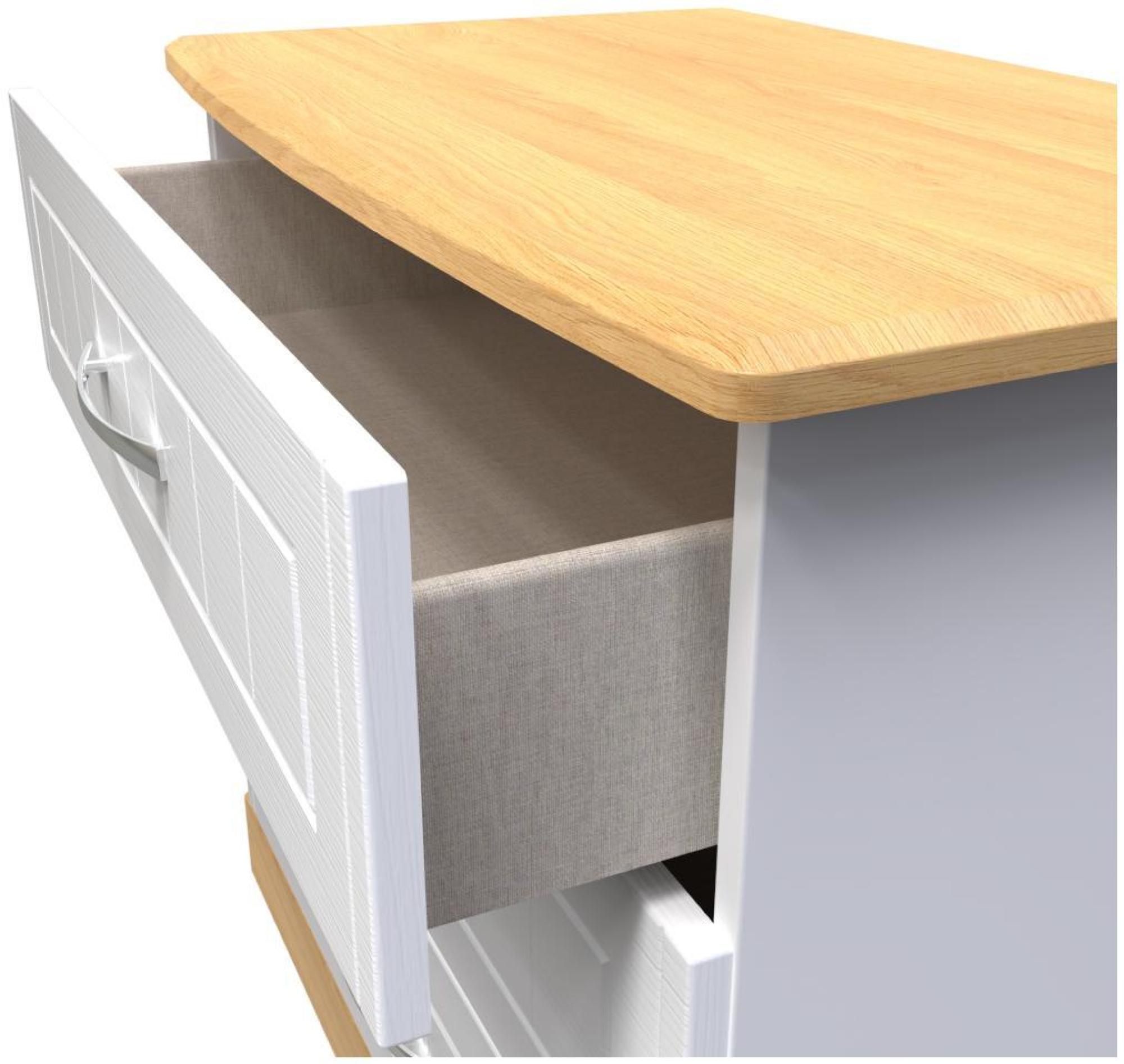 Product photograph of Whitney Oak Effect And White 3 Drawer Small Chest from Choice Furniture Superstore.