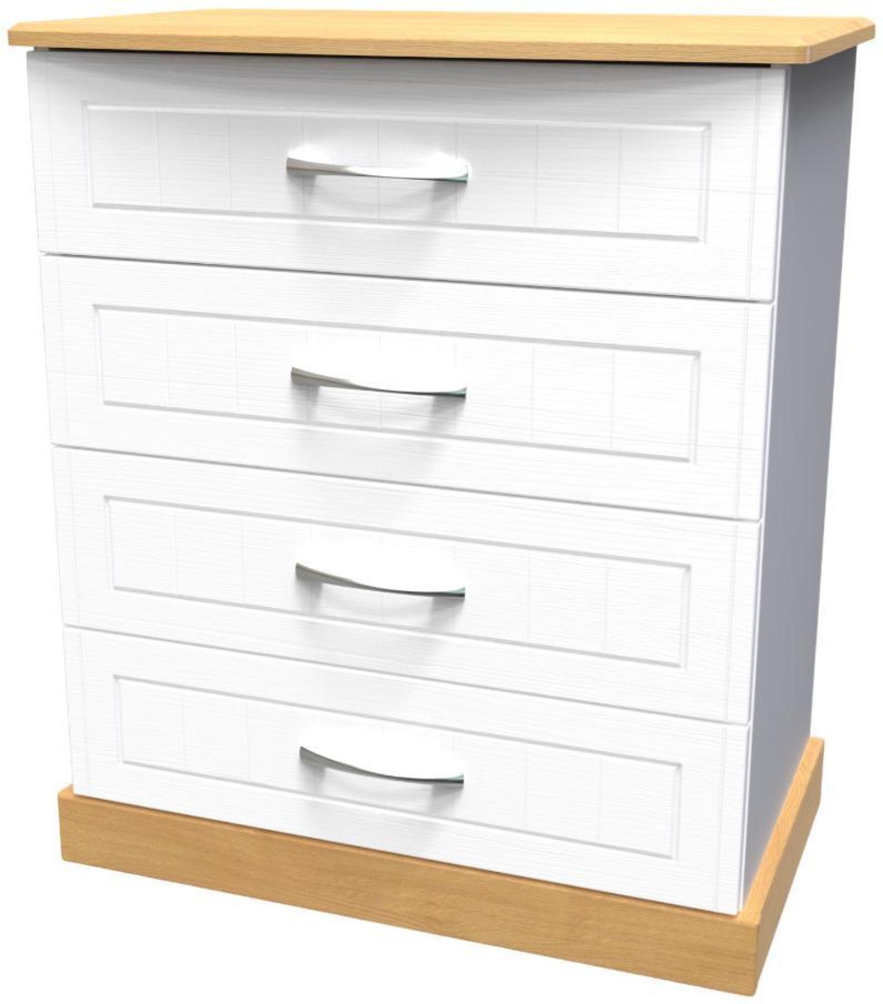 Product photograph of Whitney Oak Effect And White 4 Drawer Chest from Choice Furniture Superstore.