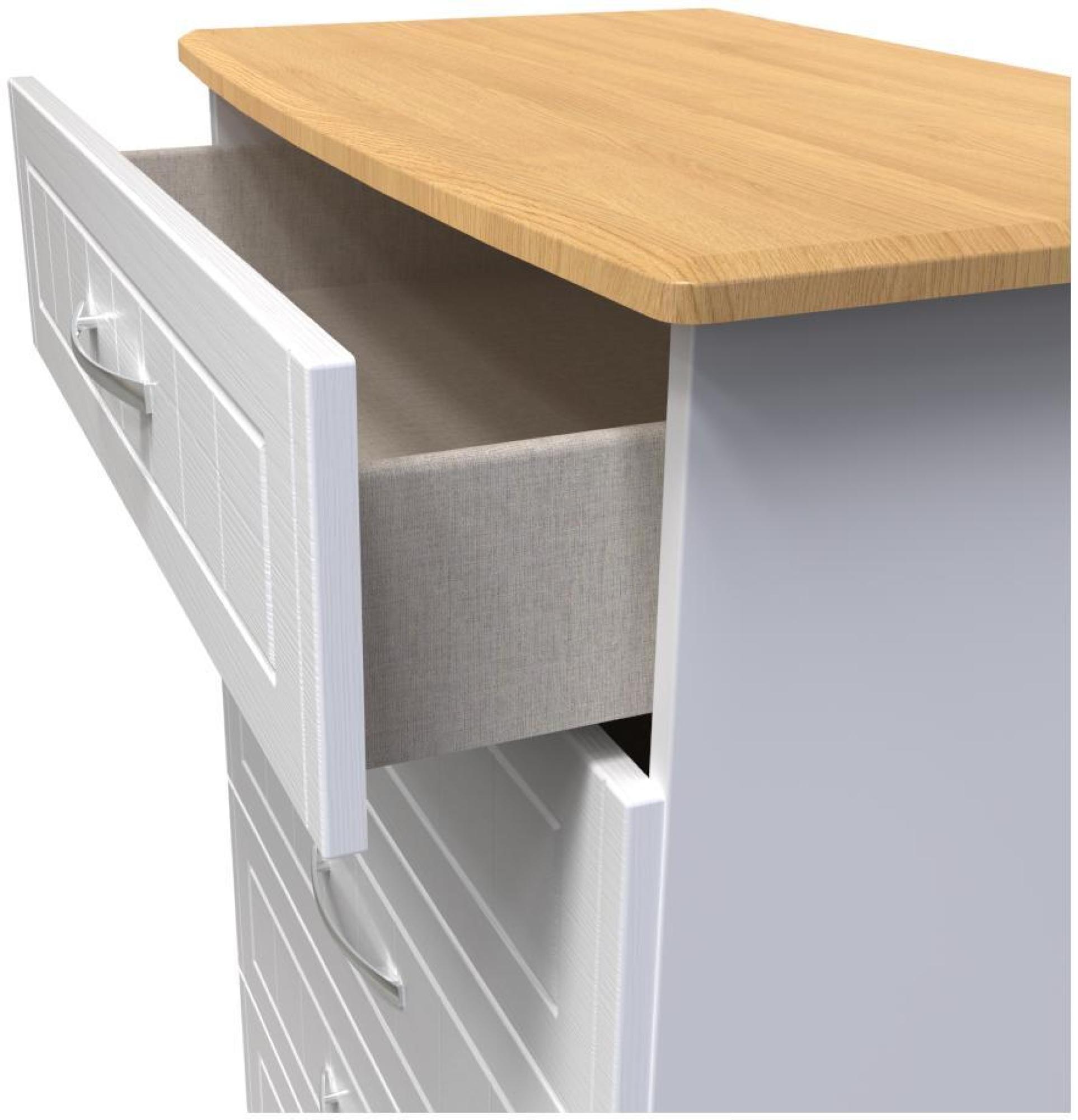 Product photograph of Whitney Oak Effect And White 5 Drawer Chest from Choice Furniture Superstore.