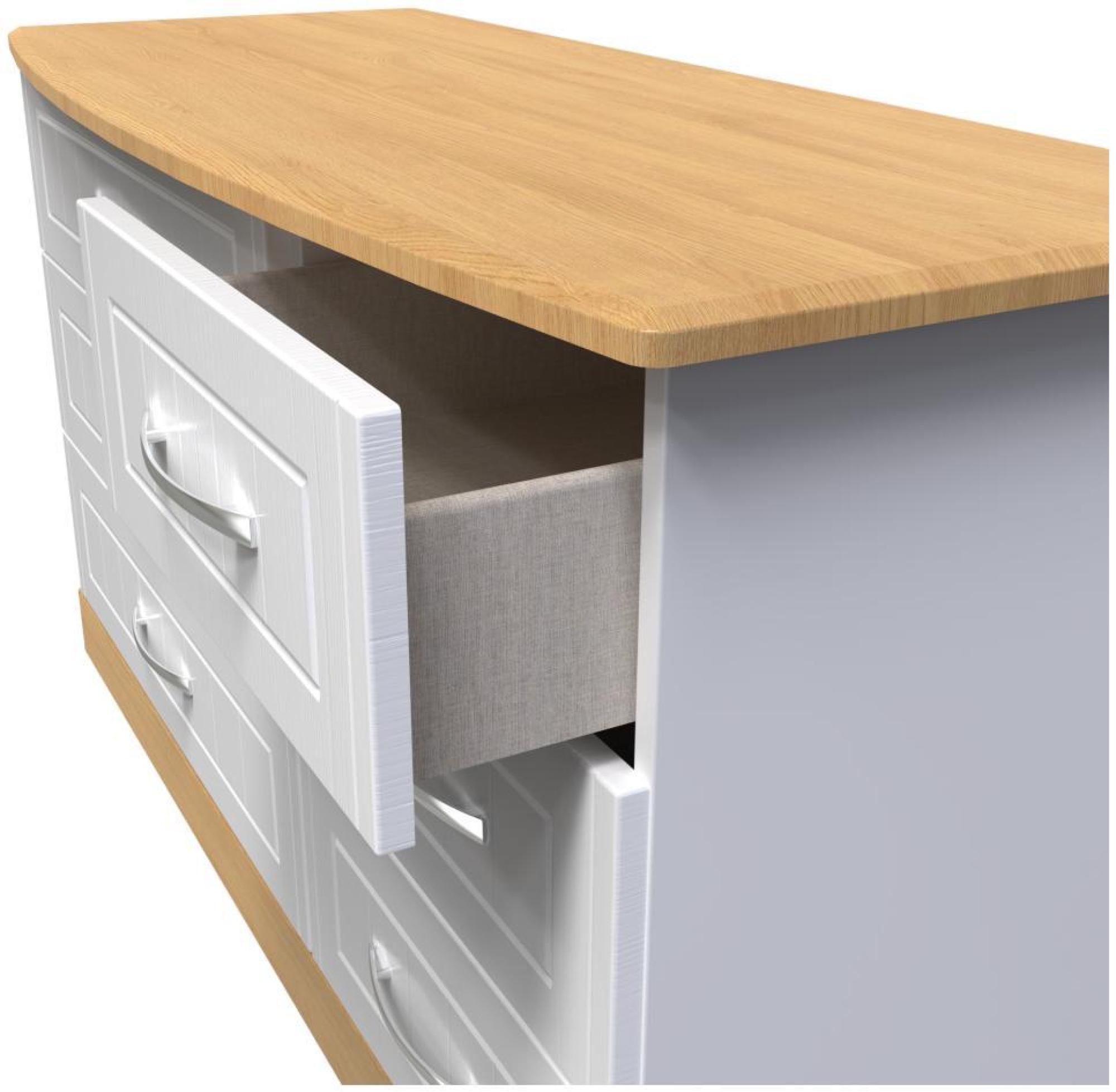 Product photograph of Whitney Oak Effect And White 6 Drawer Midi Dresser from Choice Furniture Superstore.