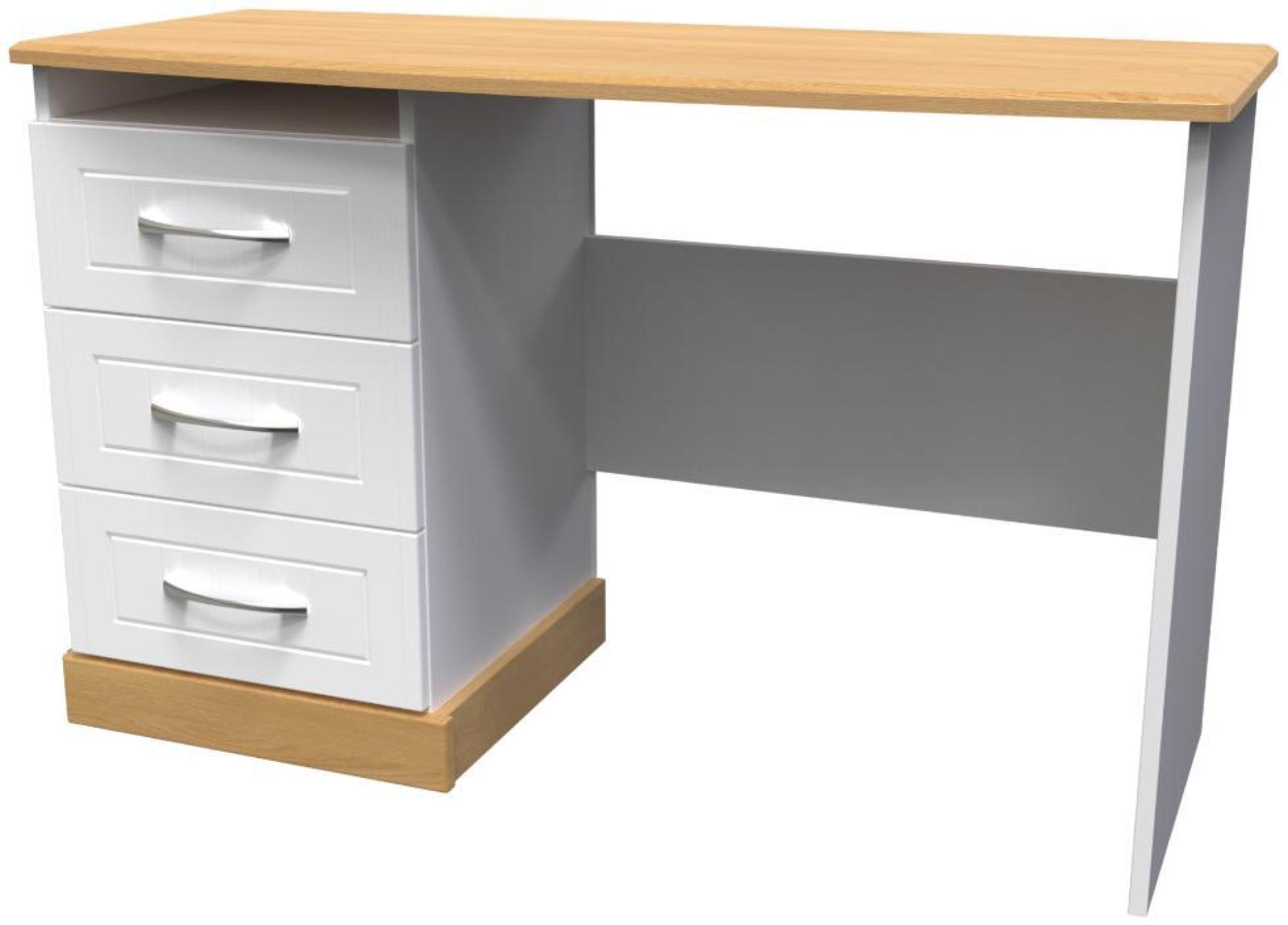 Product photograph of Whitney Oak Effect And White 3 Drawer Desk from Choice Furniture Superstore.