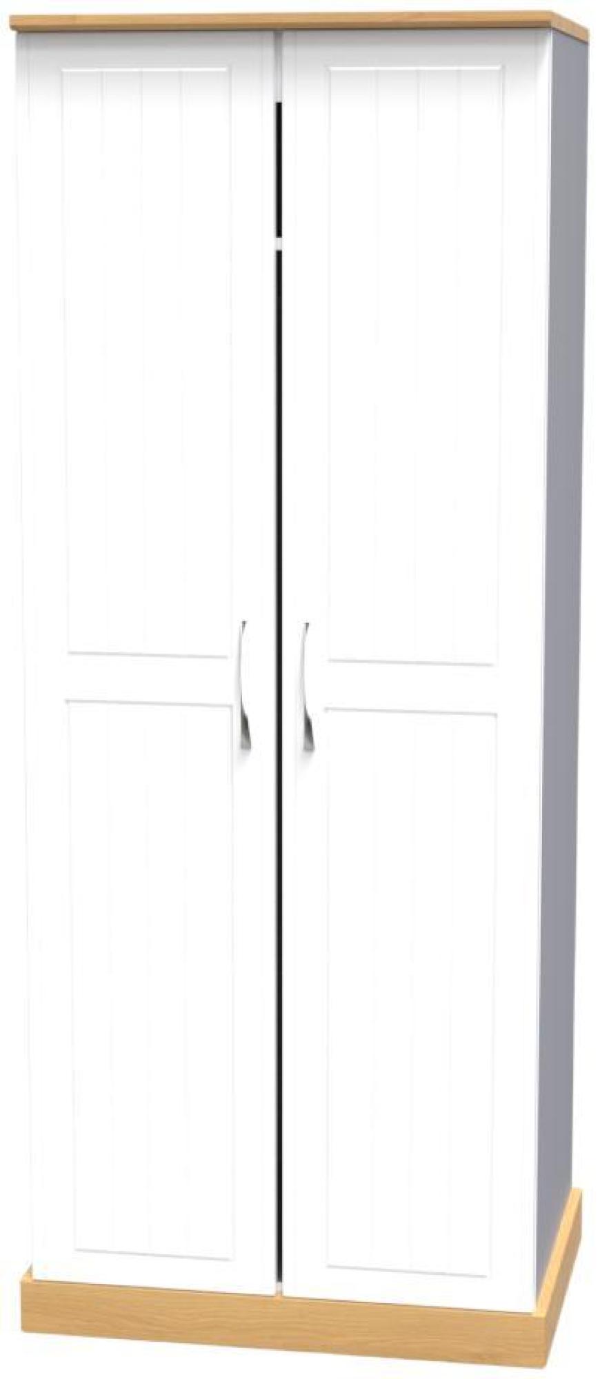 Product photograph of Whitney Oak Effect And White 2 Door Plain Tall Wardrobe from Choice Furniture Superstore.