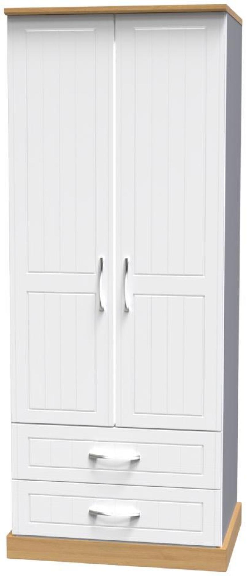 Product photograph of Whitney Oak Effect And White 2 Door 2 Drawer Double Wardrobe from Choice Furniture Superstore.