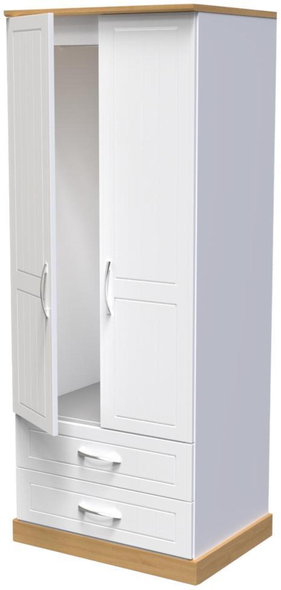 Product photograph of Whitney Oak Effect And White 2 Door 2 Drawer Double Wardrobe from Choice Furniture Superstore.