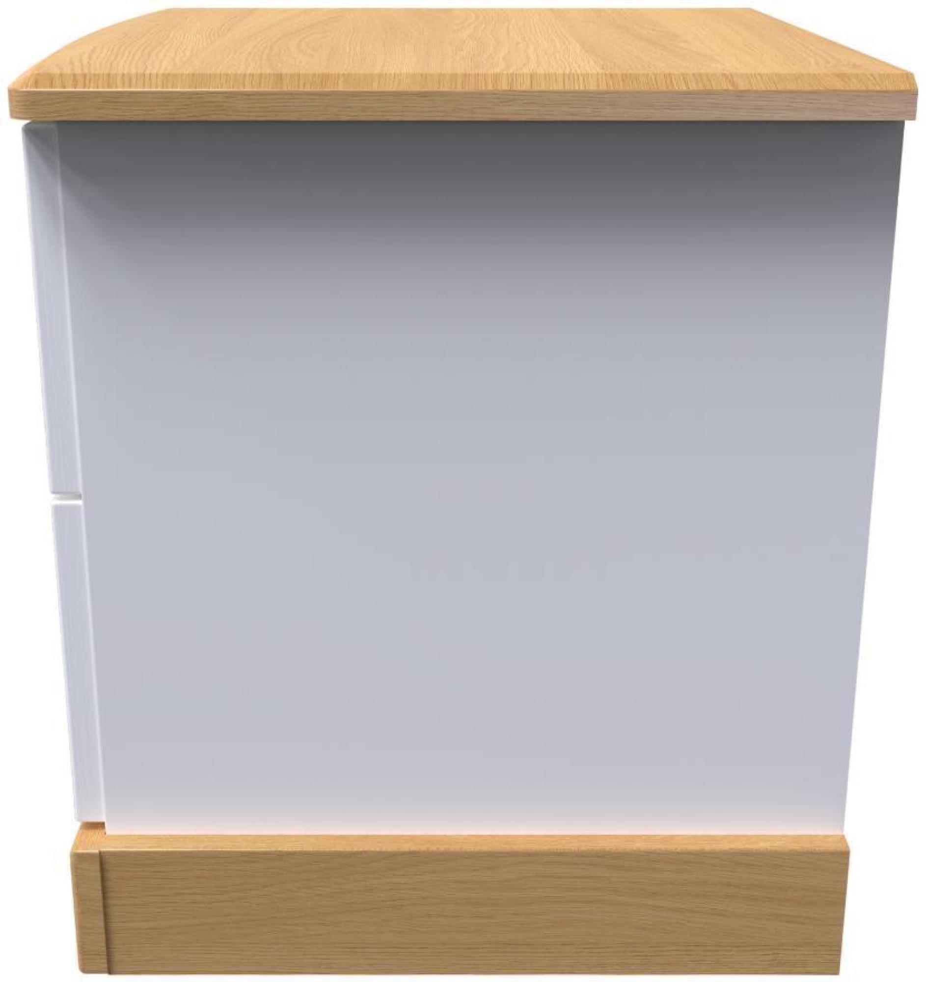 Product photograph of Whitney Oak Effect And White 2 Drawer Bedside Cabinet With Lock from Choice Furniture Superstore.