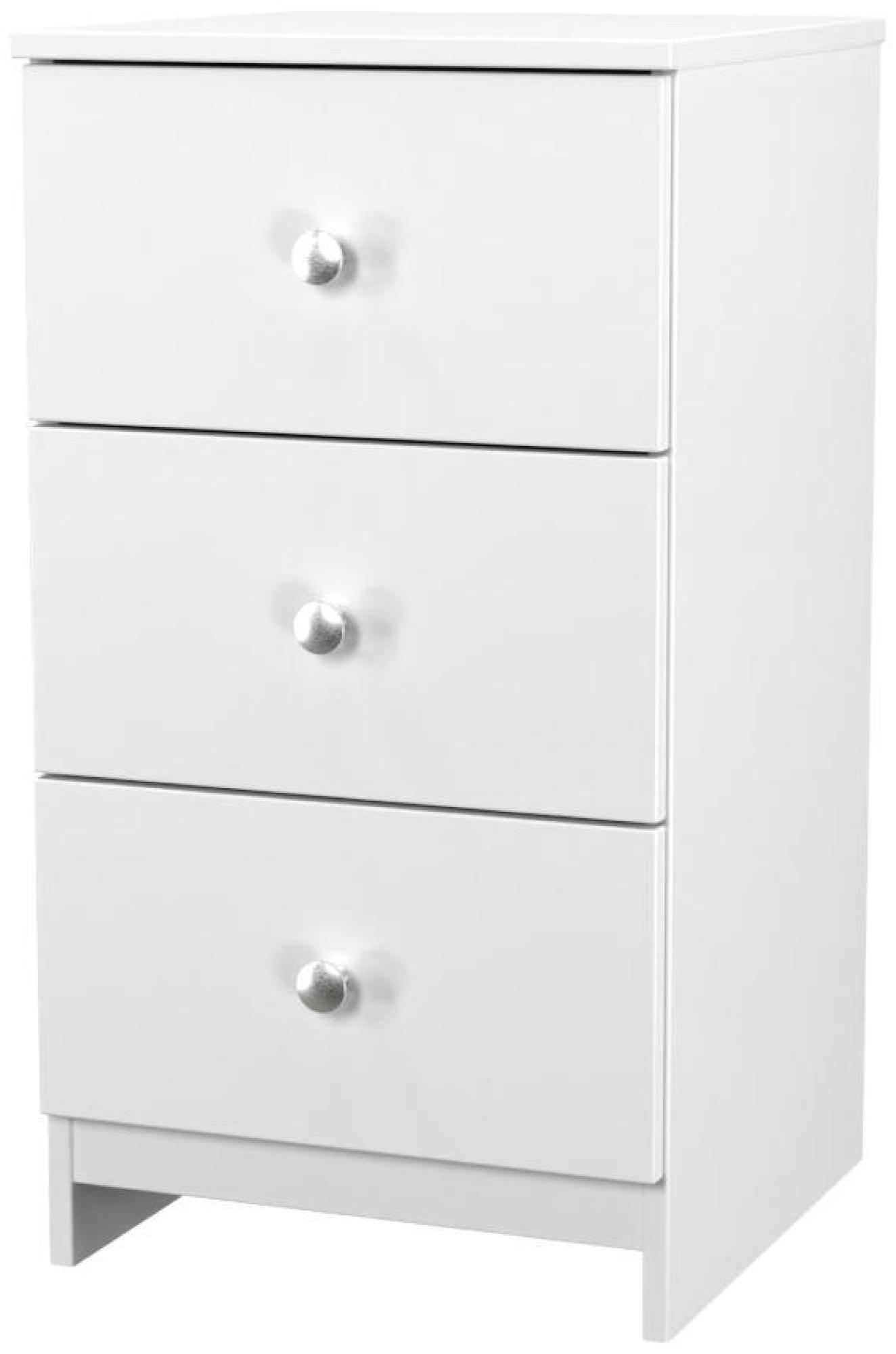 Product photograph of Yarmouth White Gloss 3 Drawer Beside Cabinet from Choice Furniture Superstore.