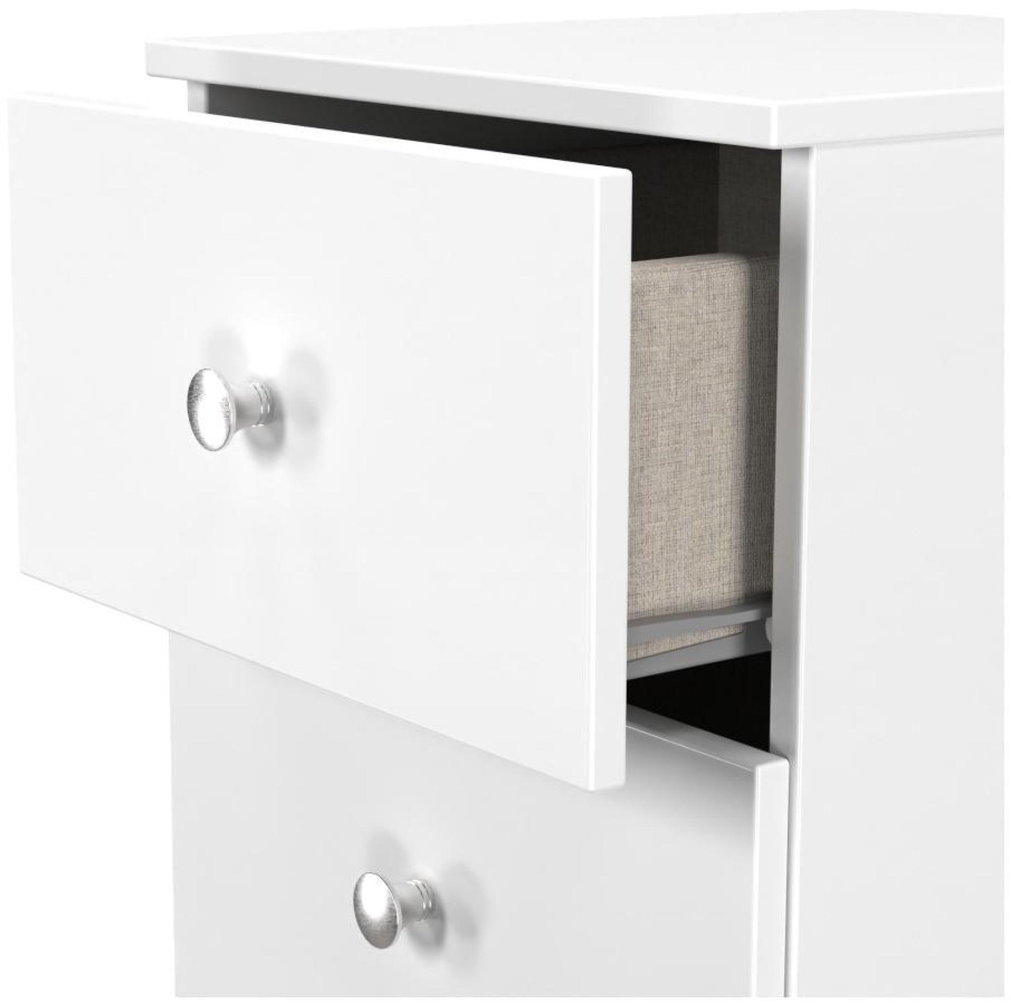 Product photograph of Yarmouth White Gloss 3 Drawer Beside Cabinet from Choice Furniture Superstore.