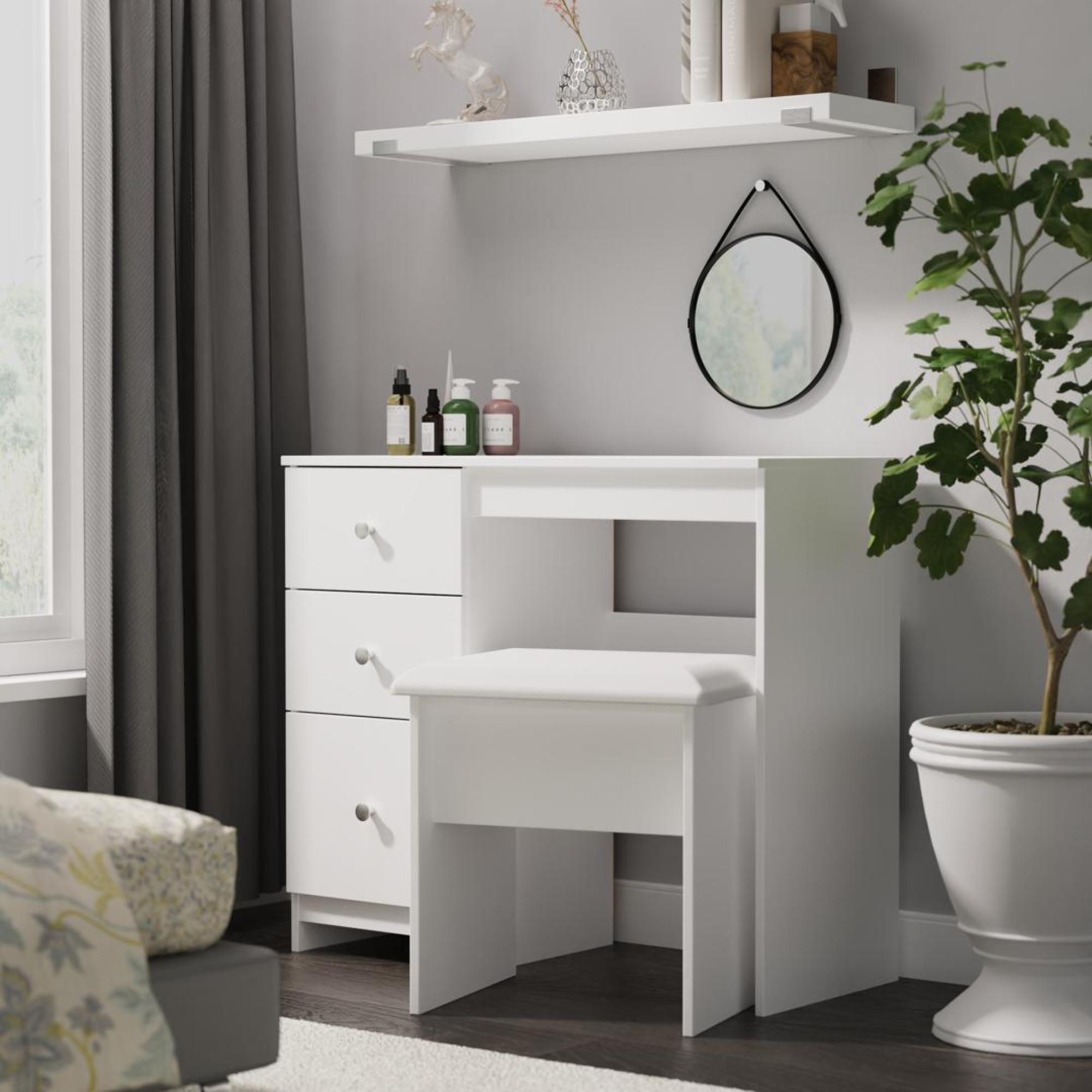 Product photograph of Yarmouth White Gloss Padded Dressing Stool from Choice Furniture Superstore.