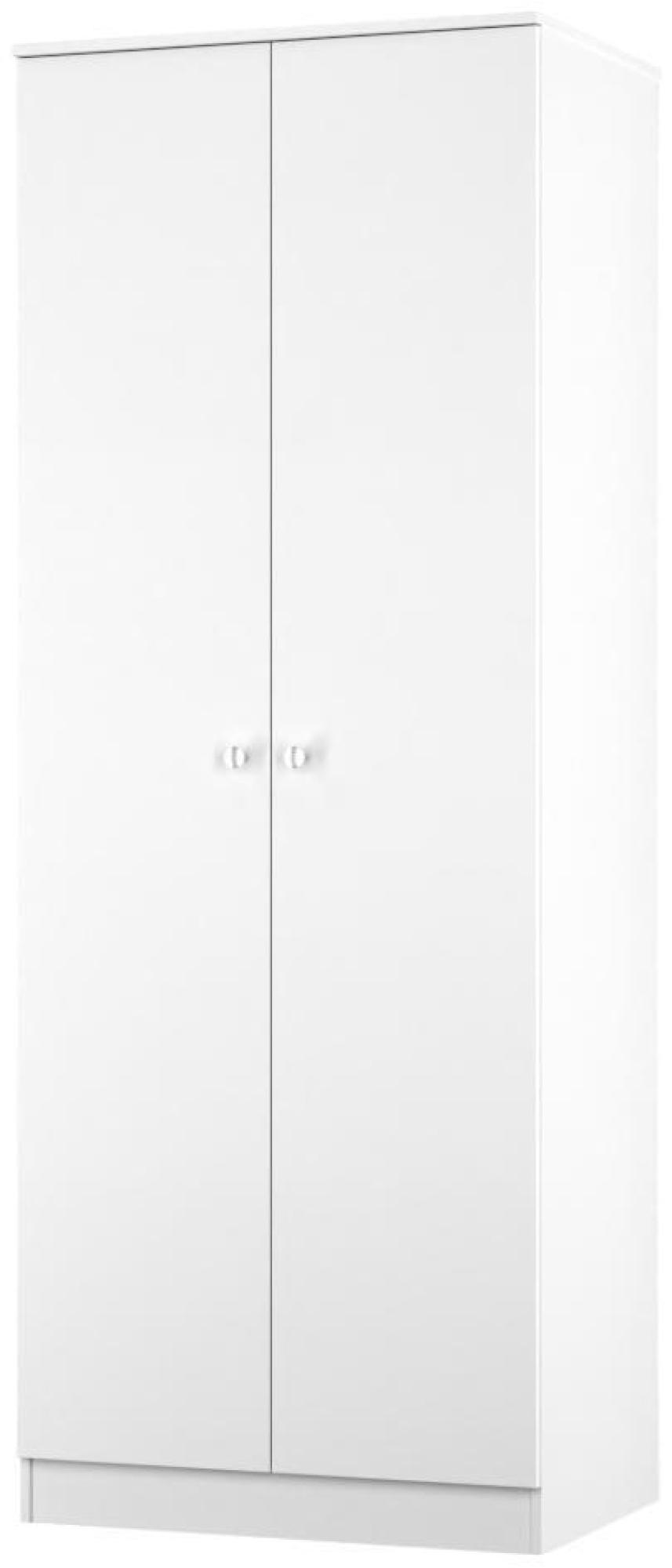 Product photograph of Yarmouth White Gloss 2 Door Plain Tall Wardrobe from Choice Furniture Superstore.