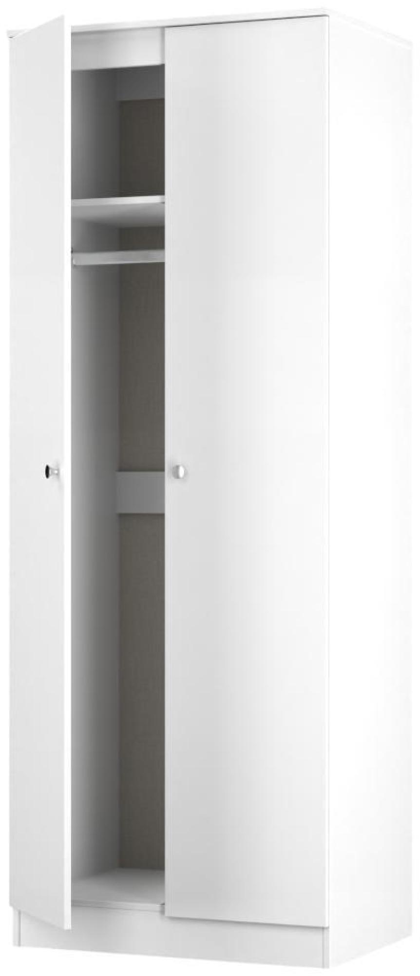 Product photograph of Yarmouth White Gloss 2 Door Plain Tall Wardrobe from Choice Furniture Superstore.