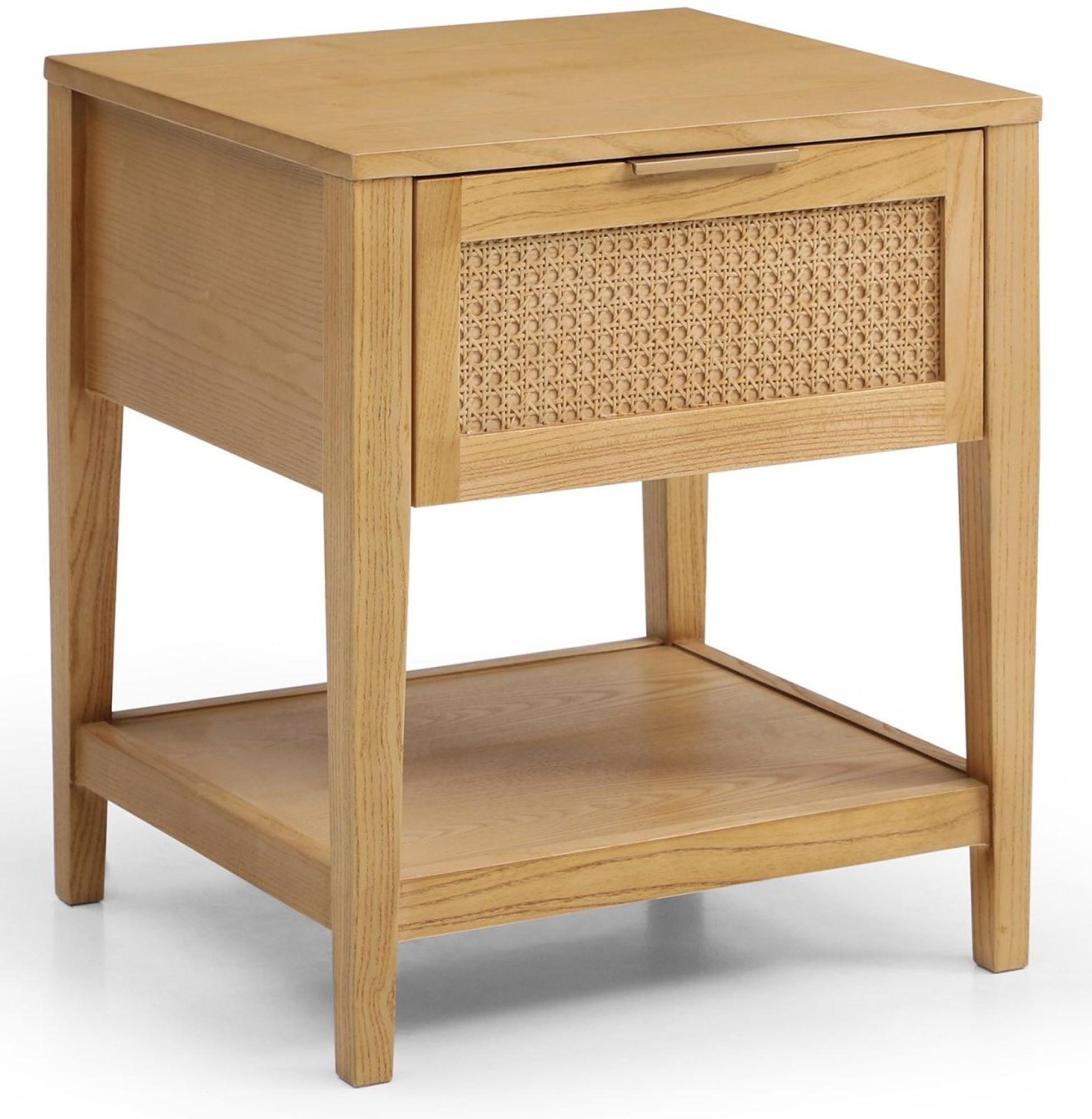 Product photograph of Max Wood And Rattan 1 Drawer Bedside Table from Choice Furniture Superstore.