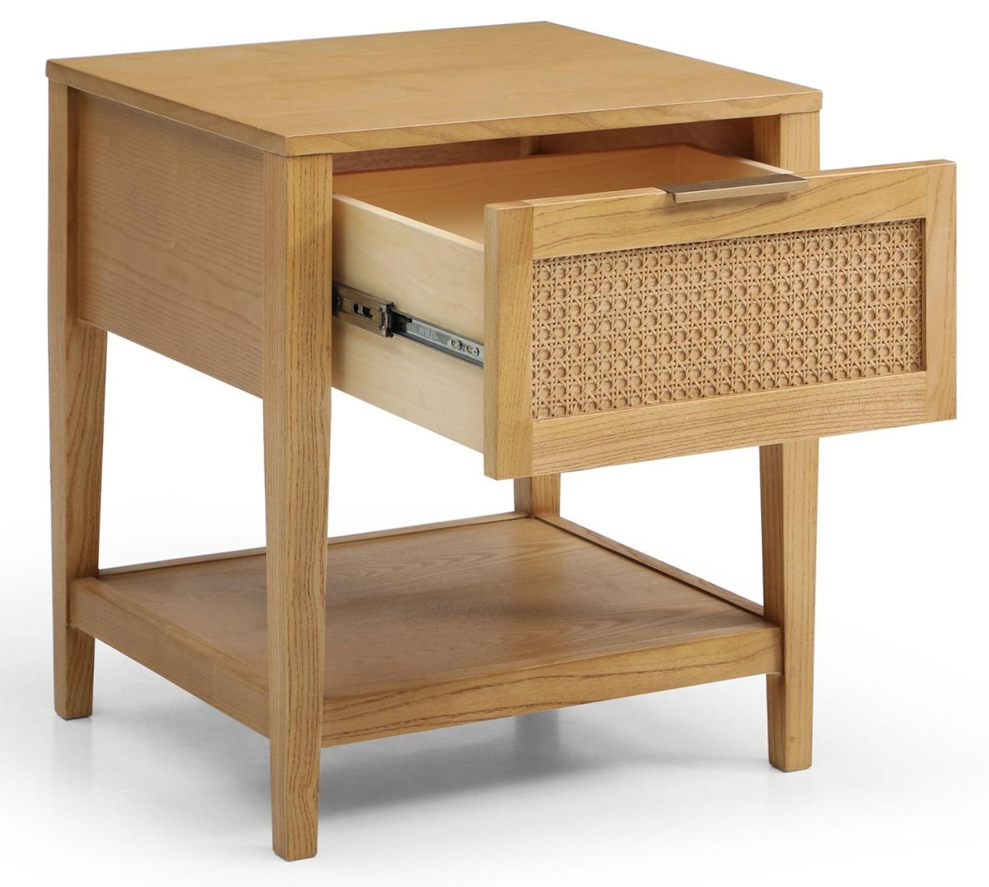 Product photograph of Max Wood And Rattan 1 Drawer Bedside Table from Choice Furniture Superstore.