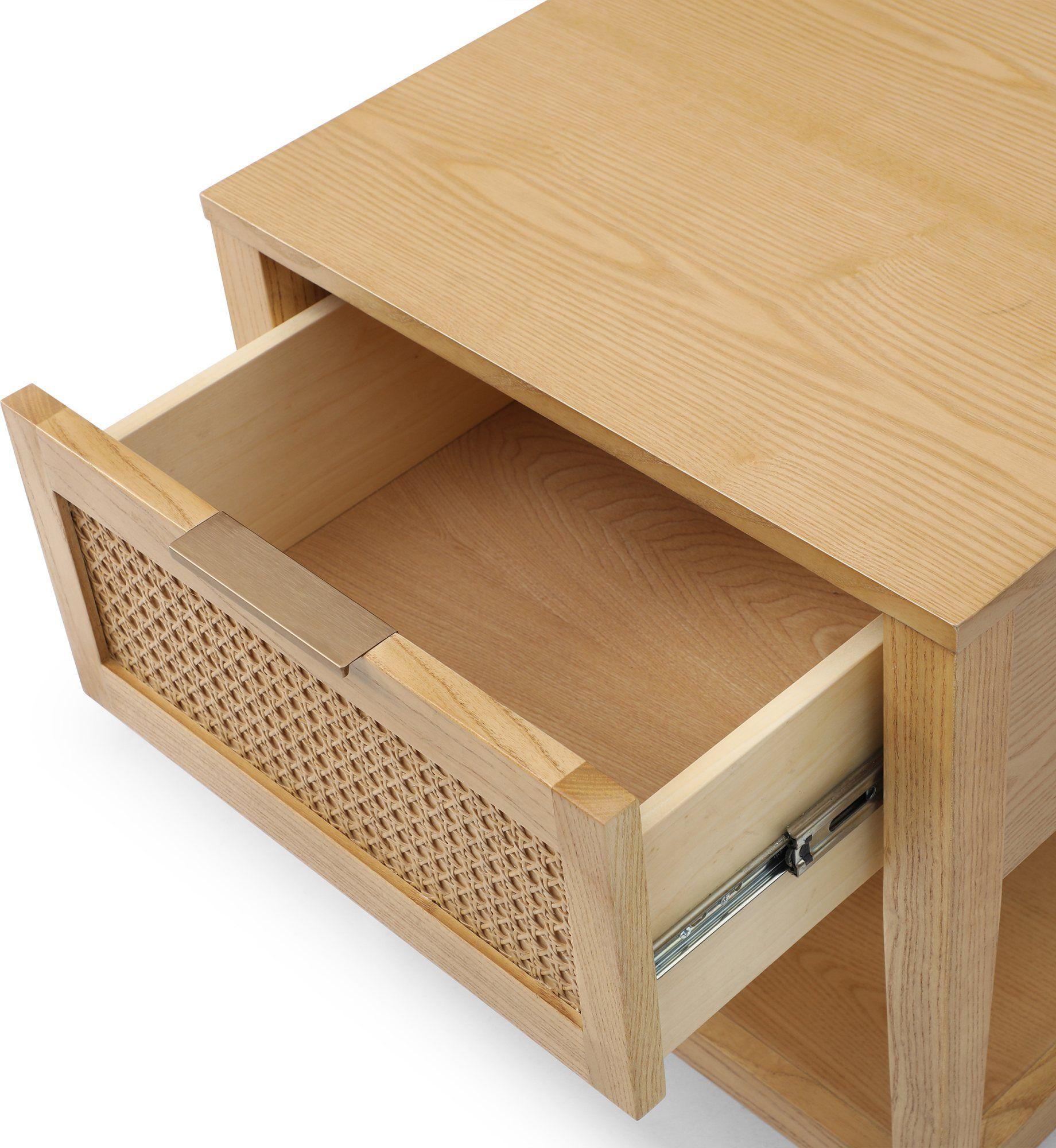 Product photograph of Max Wood And Rattan 1 Drawer Bedside Table from Choice Furniture Superstore.