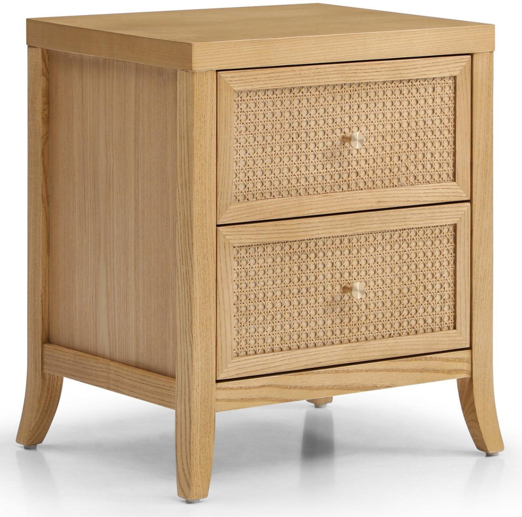 Product photograph of Zach Wood And Rattan 2 Drawer Bedside Table from Choice Furniture Superstore.