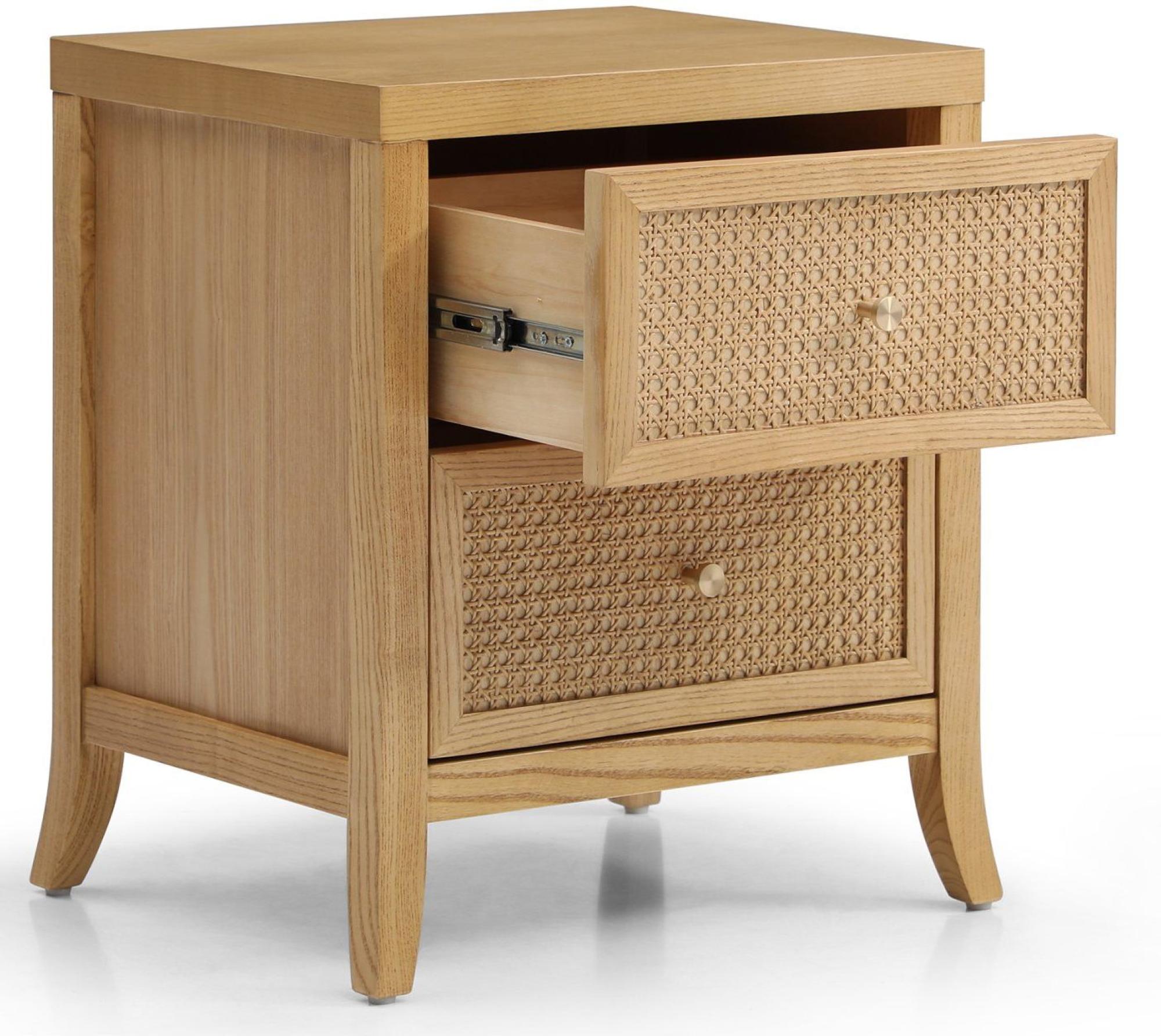 Product photograph of Zach Wood And Rattan 2 Drawer Bedside Table from Choice Furniture Superstore.