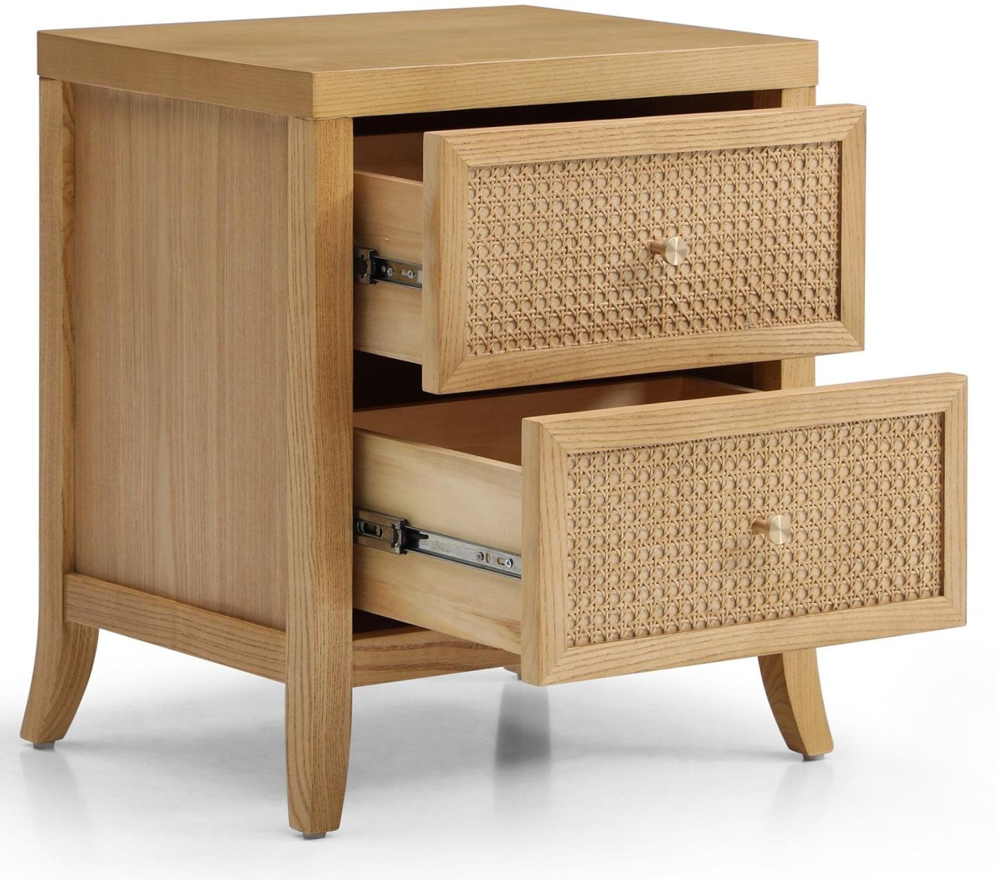 Product photograph of Zach Wood And Rattan 2 Drawer Bedside Table from Choice Furniture Superstore.