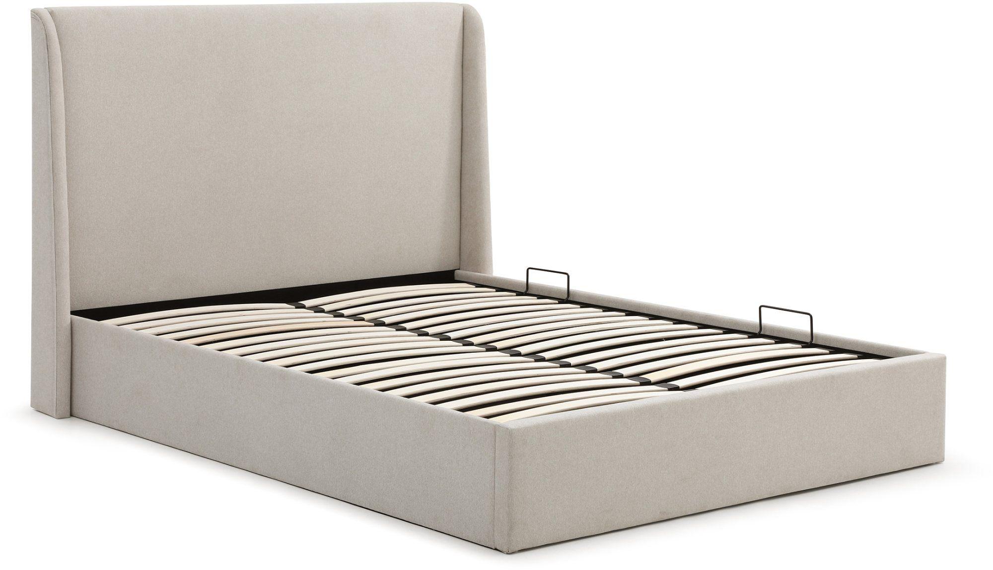 Product photograph of Denver Cream Fabric Multi-lift Ottoman Storage Bed - Sizes Available from Choice Furniture Superstore.