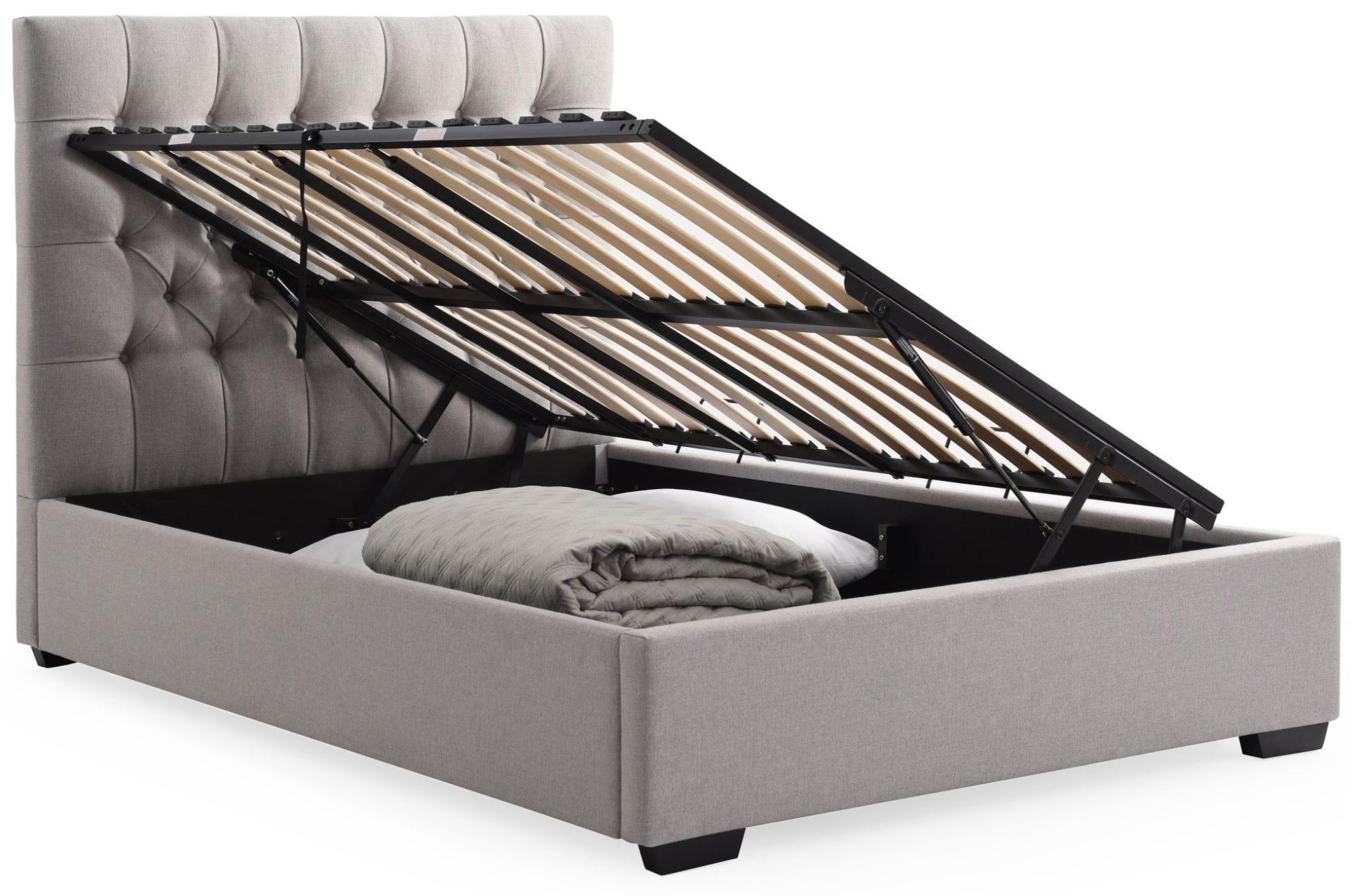 Product photograph of Elisa Grey Wool Multi-lift Ottoman Storage Bed - Sizes Available from Choice Furniture Superstore.