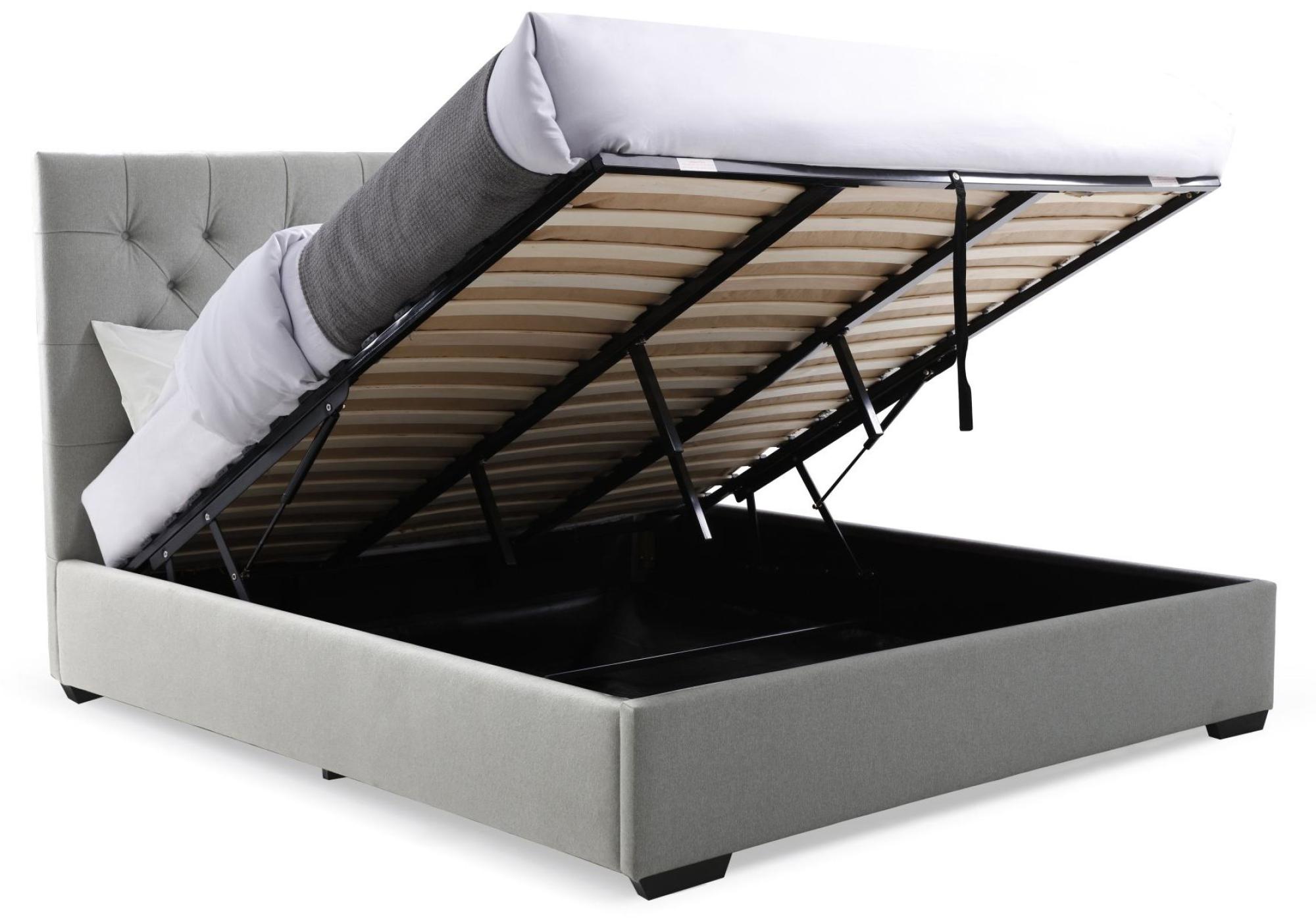 Product photograph of Elisa Grey Wool Multi-lift Ottoman Storage Bed - Sizes Available from Choice Furniture Superstore.