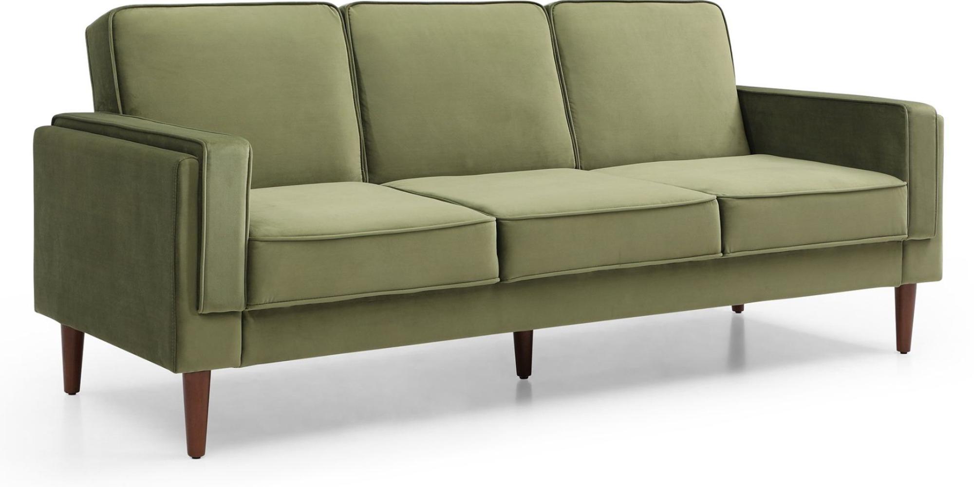 Product photograph of Paolo Olive Green Velvet Fabric 3 Seater Click Clack Sofa Bed from Choice Furniture Superstore.