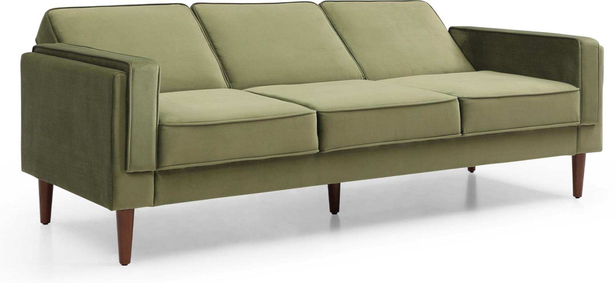 Product photograph of Paolo Olive Green Velvet Fabric 3 Seater Click Clack Sofa Bed from Choice Furniture Superstore.