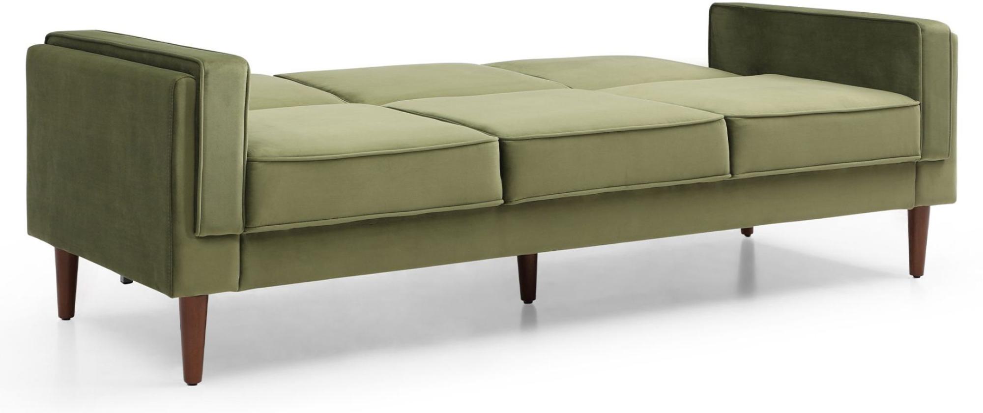 Product photograph of Paolo Olive Green Velvet Fabric 3 Seater Click Clack Sofa Bed from Choice Furniture Superstore.