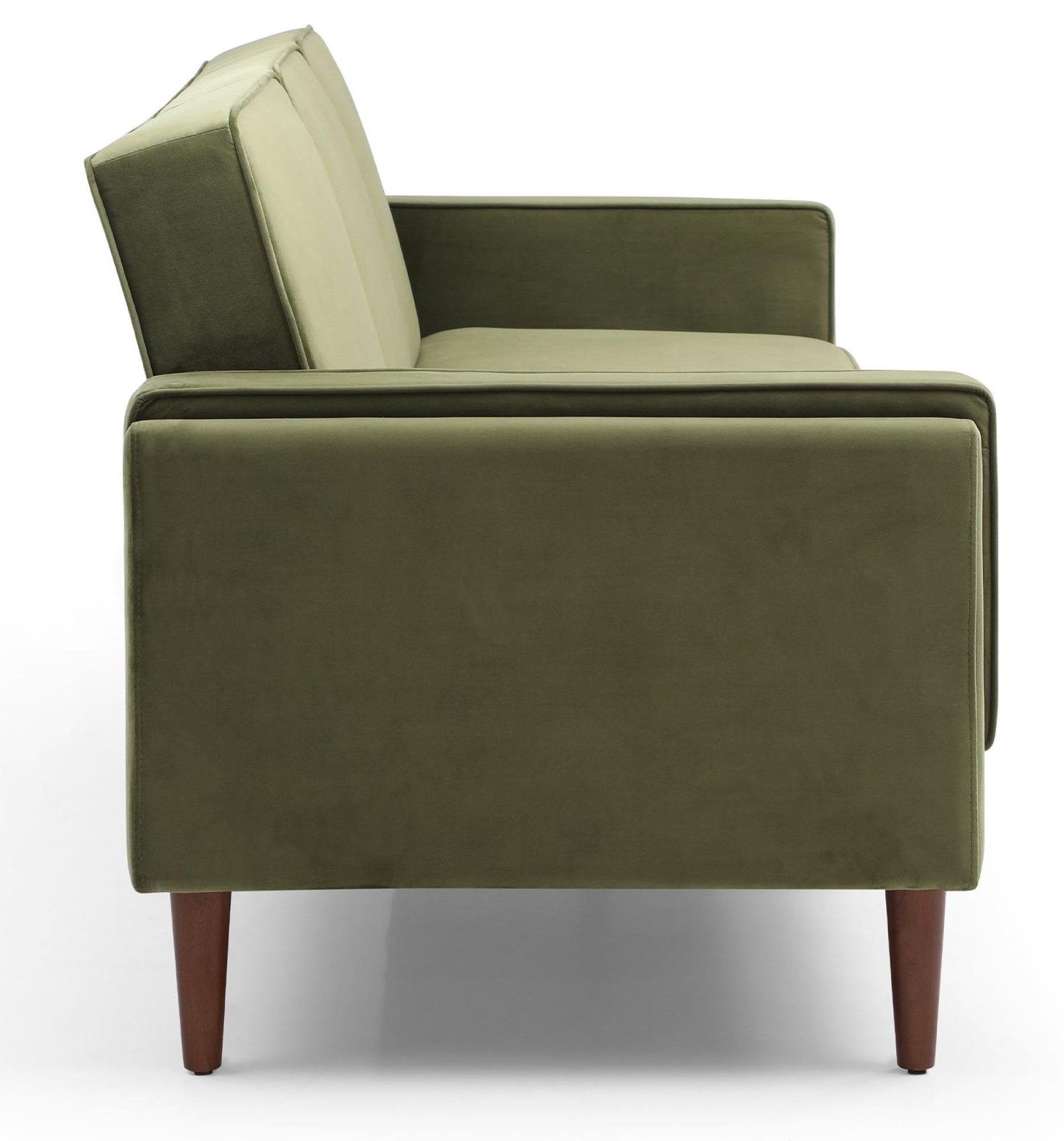 Product photograph of Paolo Olive Green Velvet Fabric 3 Seater Click Clack Sofa Bed from Choice Furniture Superstore.