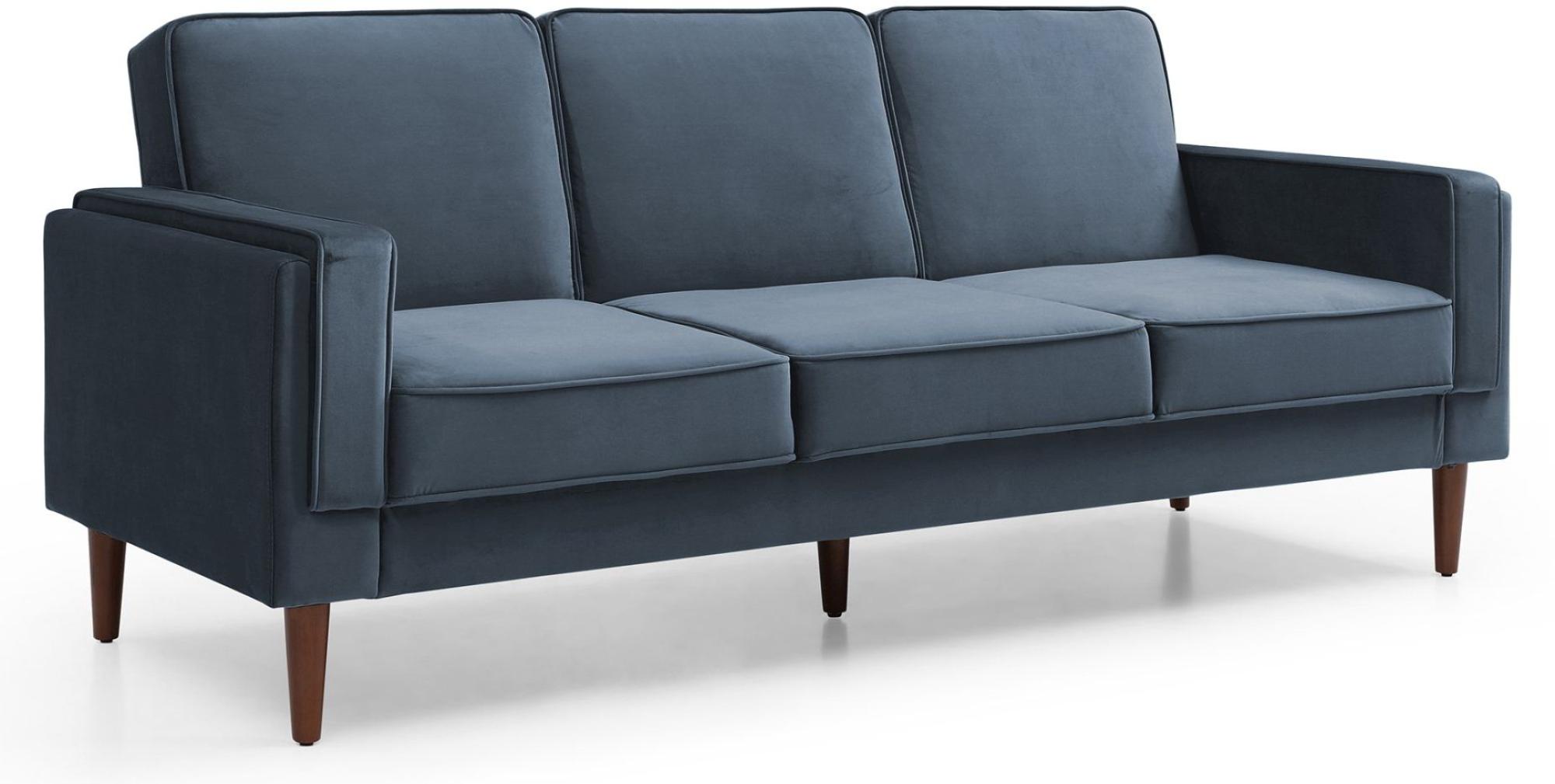 Product photograph of Paolo Ink Blue Velvet Fabric 3 Seater Click Clack Sofa Bed from Choice Furniture Superstore.