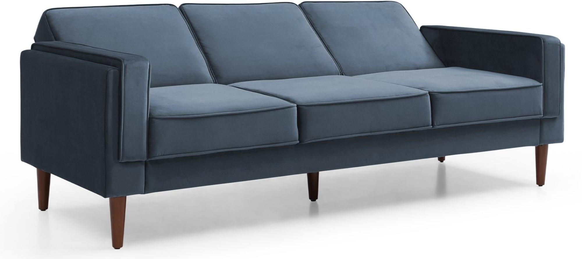 Product photograph of Paolo Ink Blue Velvet Fabric 3 Seater Click Clack Sofa Bed from Choice Furniture Superstore.