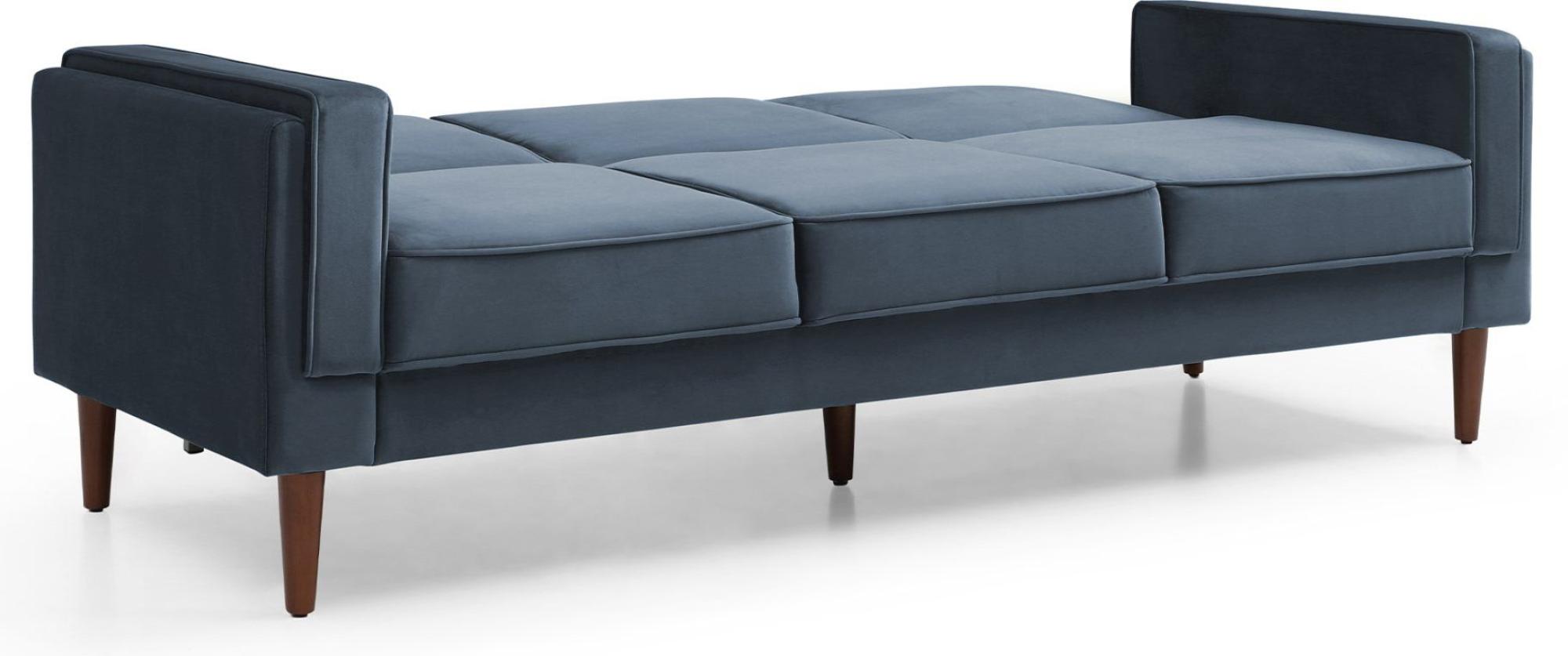 Product photograph of Paolo Ink Blue Velvet Fabric 3 Seater Click Clack Sofa Bed from Choice Furniture Superstore.