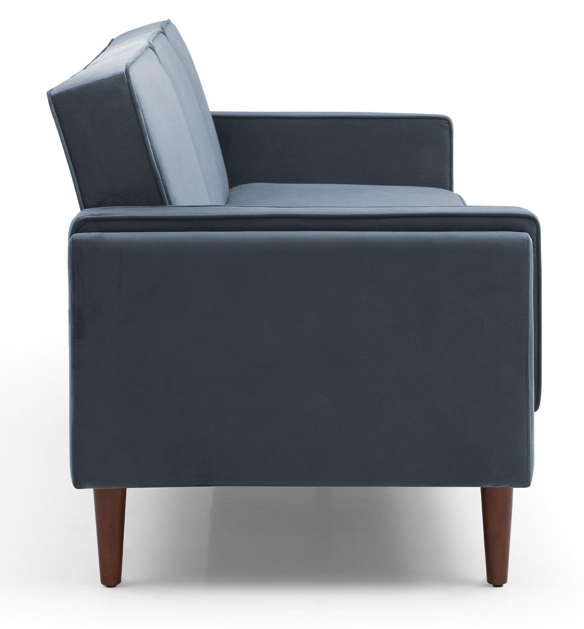 Product photograph of Paolo Ink Blue Velvet Fabric 3 Seater Click Clack Sofa Bed from Choice Furniture Superstore.