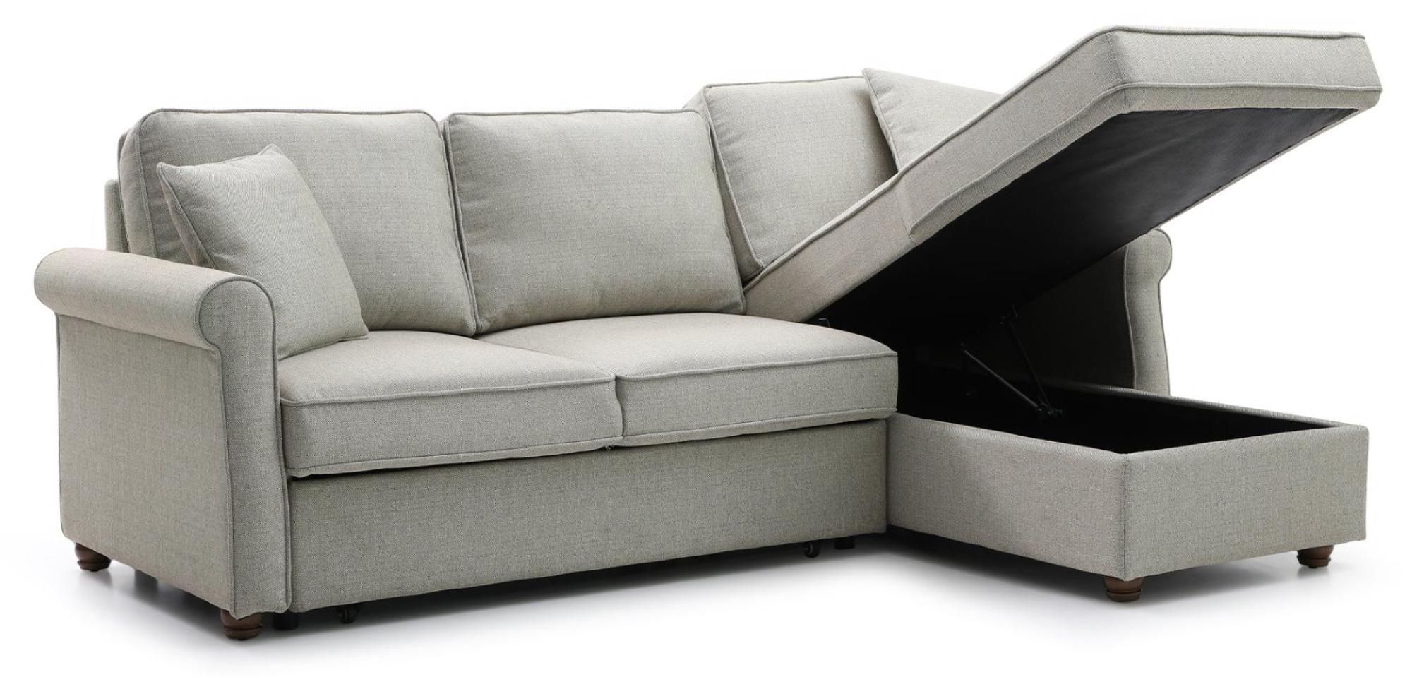 Product photograph of Arthur Natural Grey Fabric Corner Pull Out Sofa Bed With Storage from Choice Furniture Superstore.