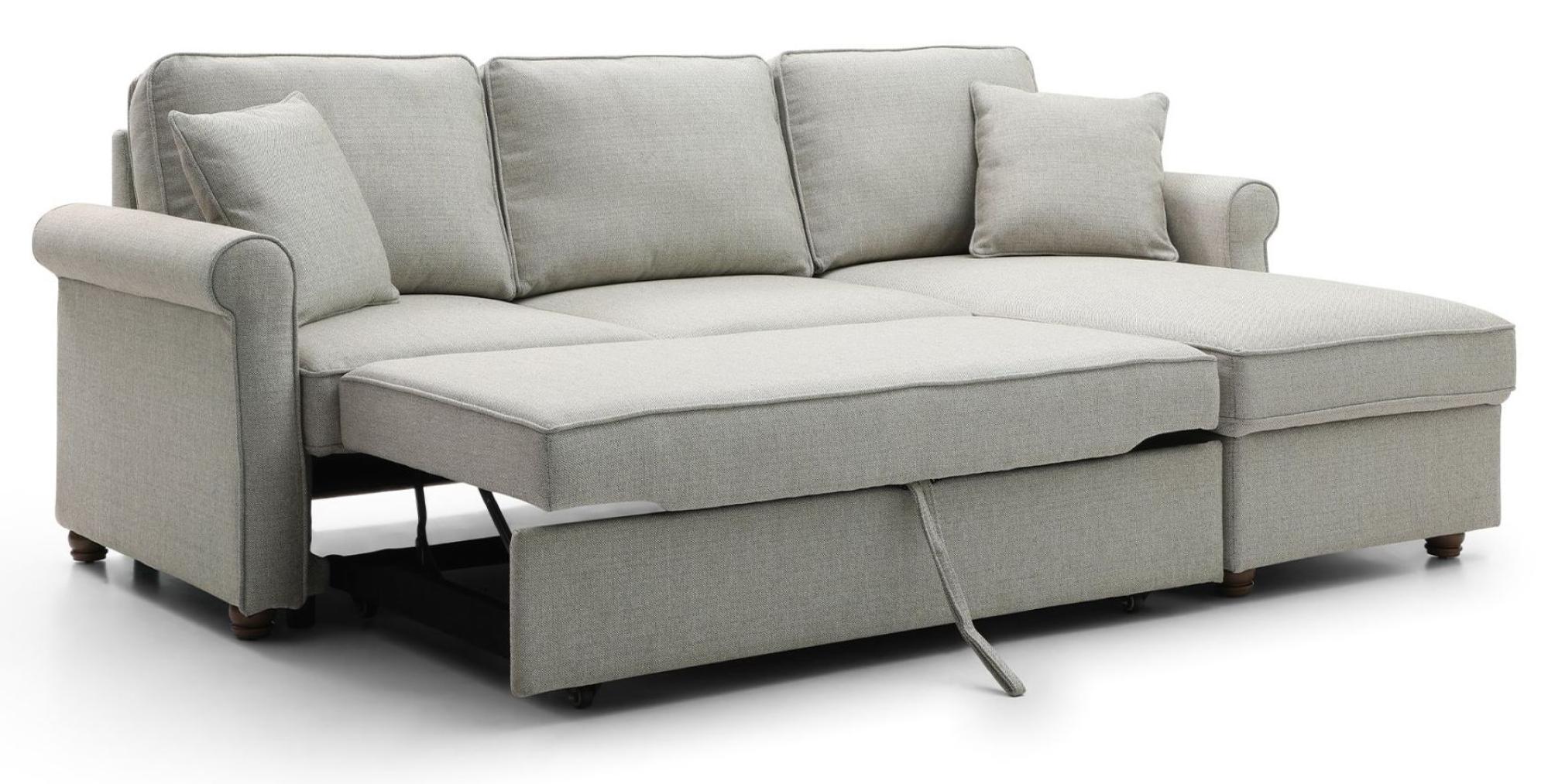 Product photograph of Arthur Natural Grey Fabric Corner Pull Out Sofa Bed With Storage from Choice Furniture Superstore.