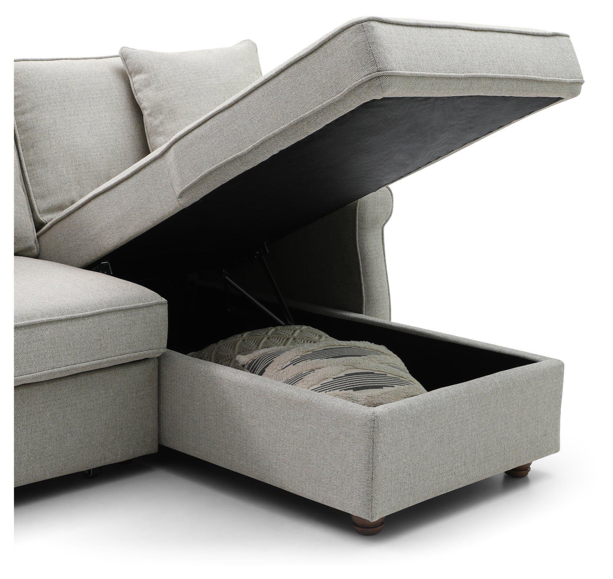 Product photograph of Arthur Natural Grey Fabric Corner Pull Out Sofa Bed With Storage from Choice Furniture Superstore.